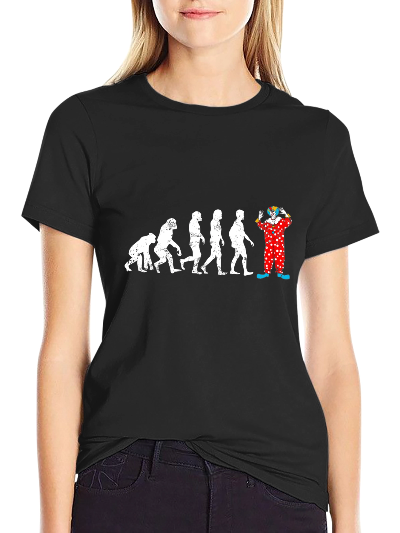 Black Evolution to Clown Graphic T-Shirt - Funny Design view 2