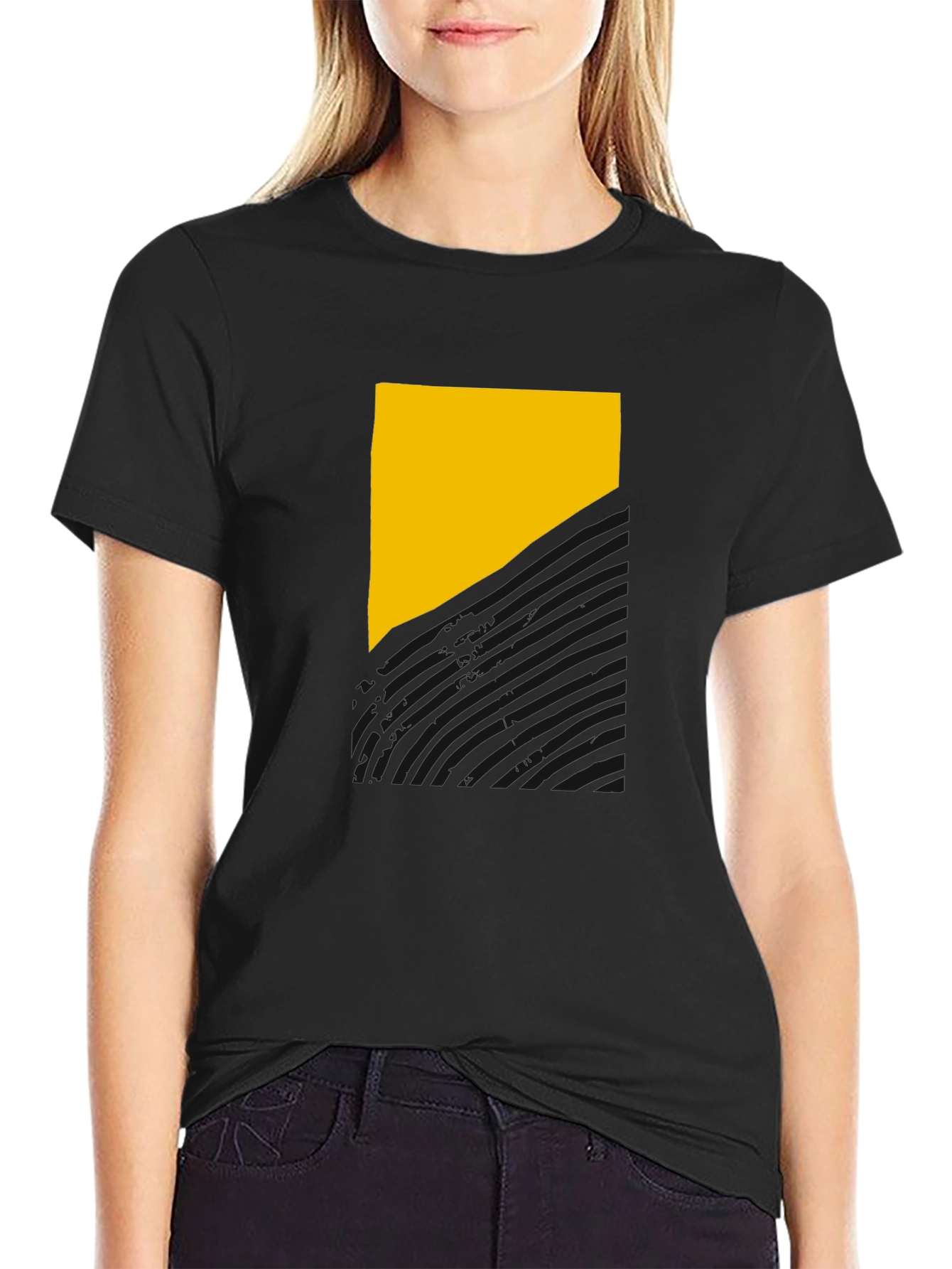 Black Abstract Geometric T-Shirt view 2