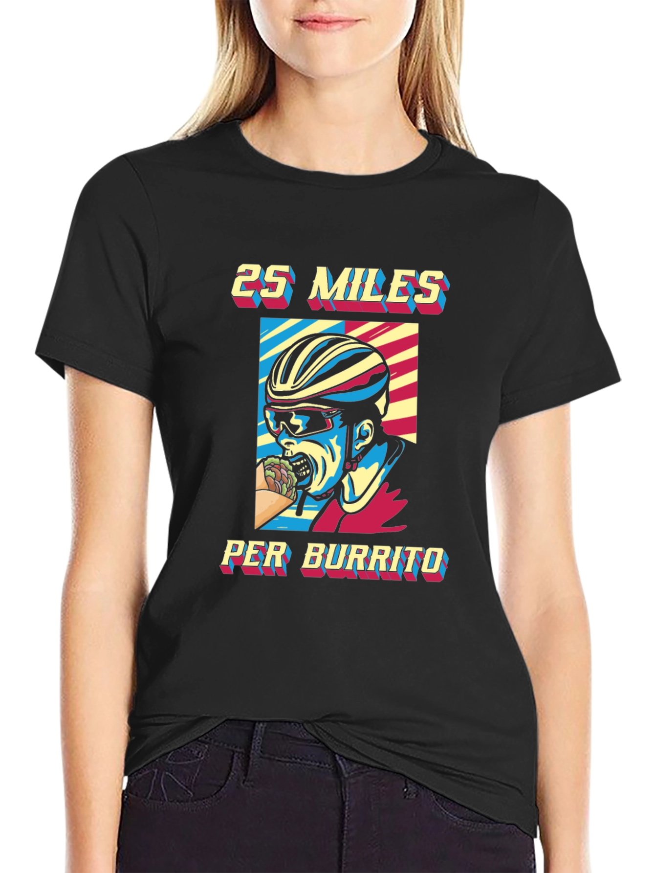 Black 25 Miles Per Burrito Graphic T-Shirt view 2