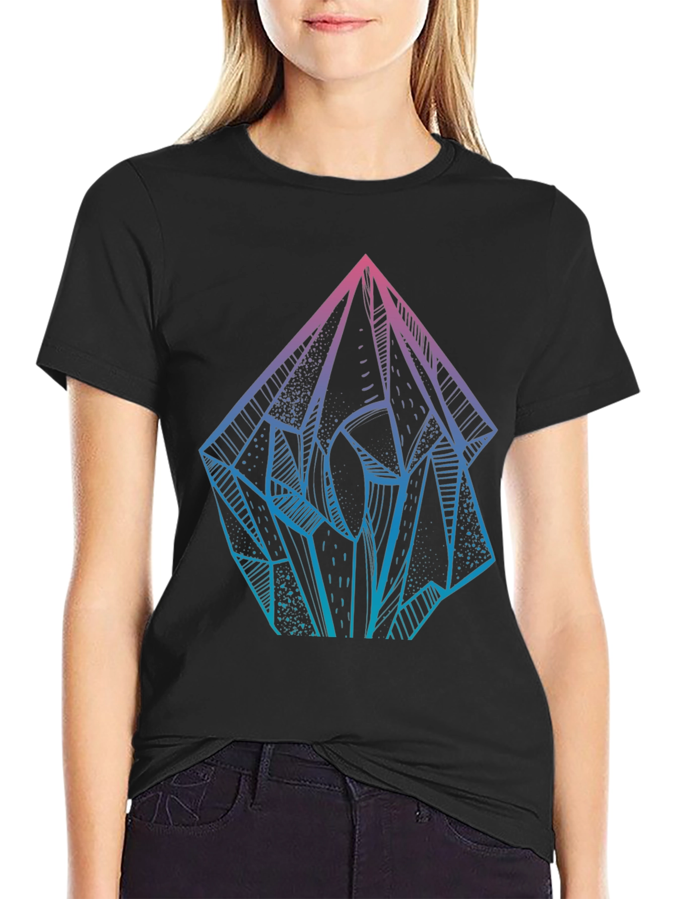Black Crystal Prism Graphic Tee - Mens Black T-Shirt view 2