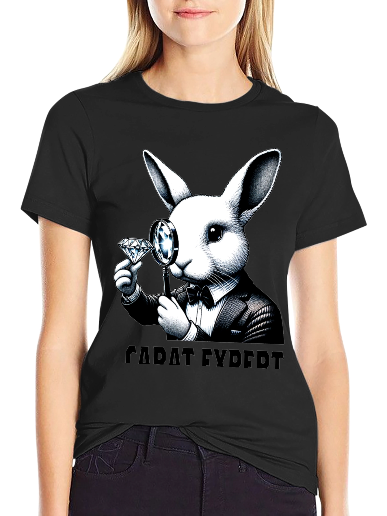 Black Carat Expert Rabbit Graphic T-Shirt view 2