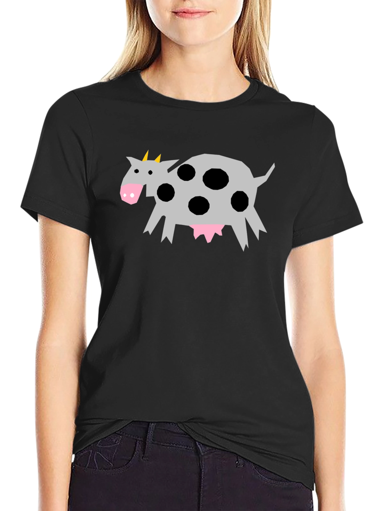 Black Funky Cow Graphic Tee - Quirky Style view 2