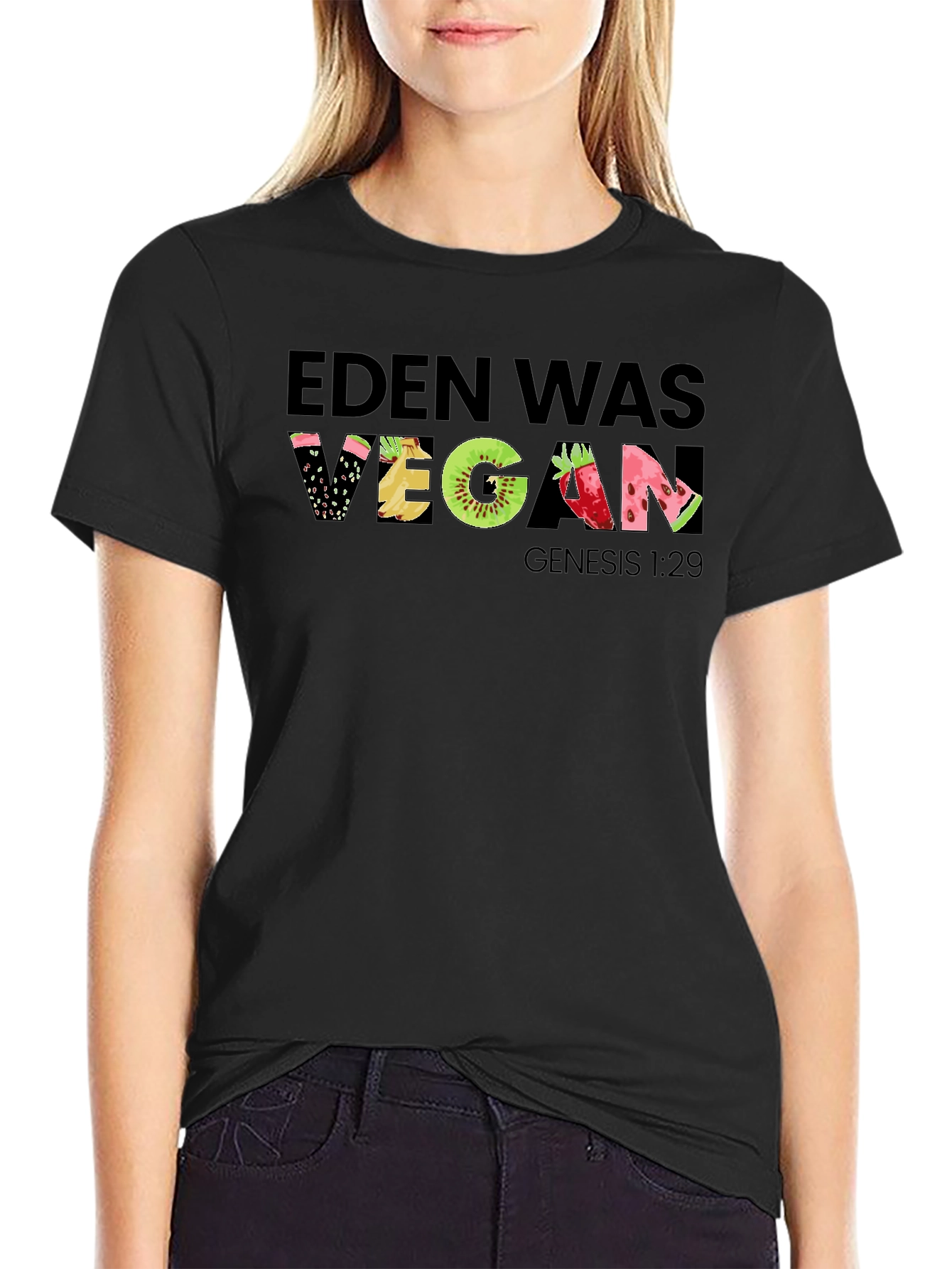 Black Eden Was Vegan Graphic T-Shirt view 2