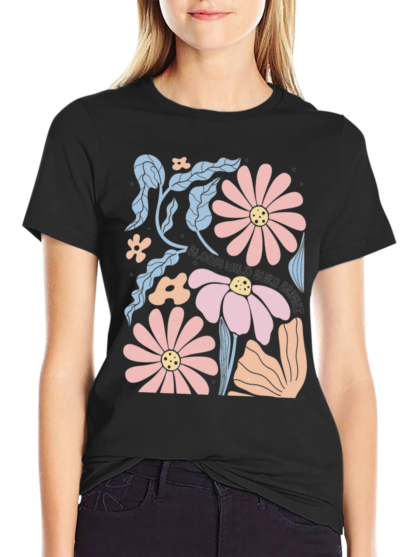 Black Bloom Wild Burn Bright Graphic Tee view 2