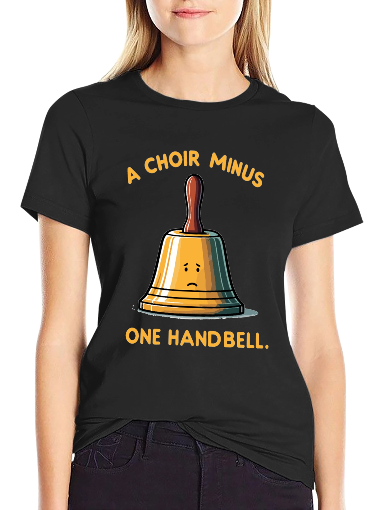 Black Funny Choir Handbell Graphic T-Shirt view 2