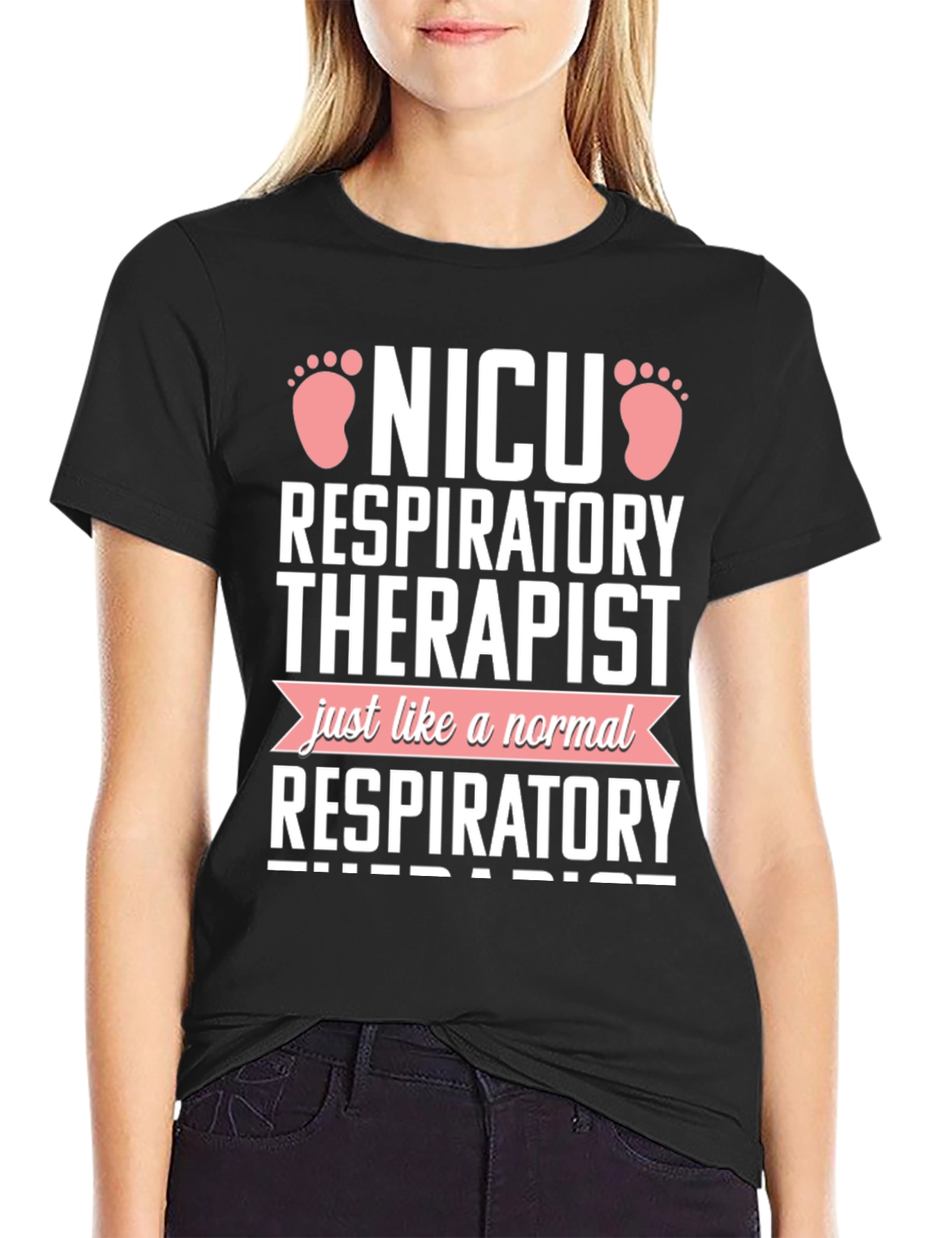 Black NICU Respiratory Therapist Novelty T-Shirt view 2