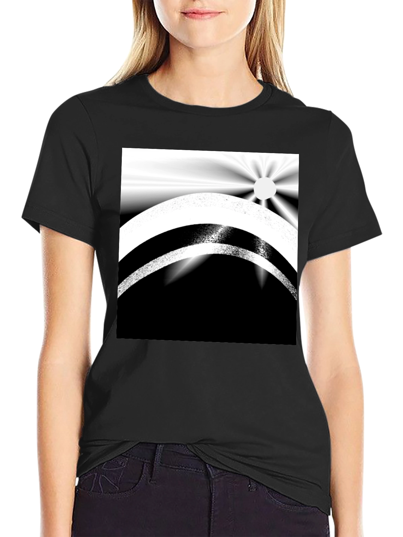 Black Abstract Black and White Graphic Tee view 2