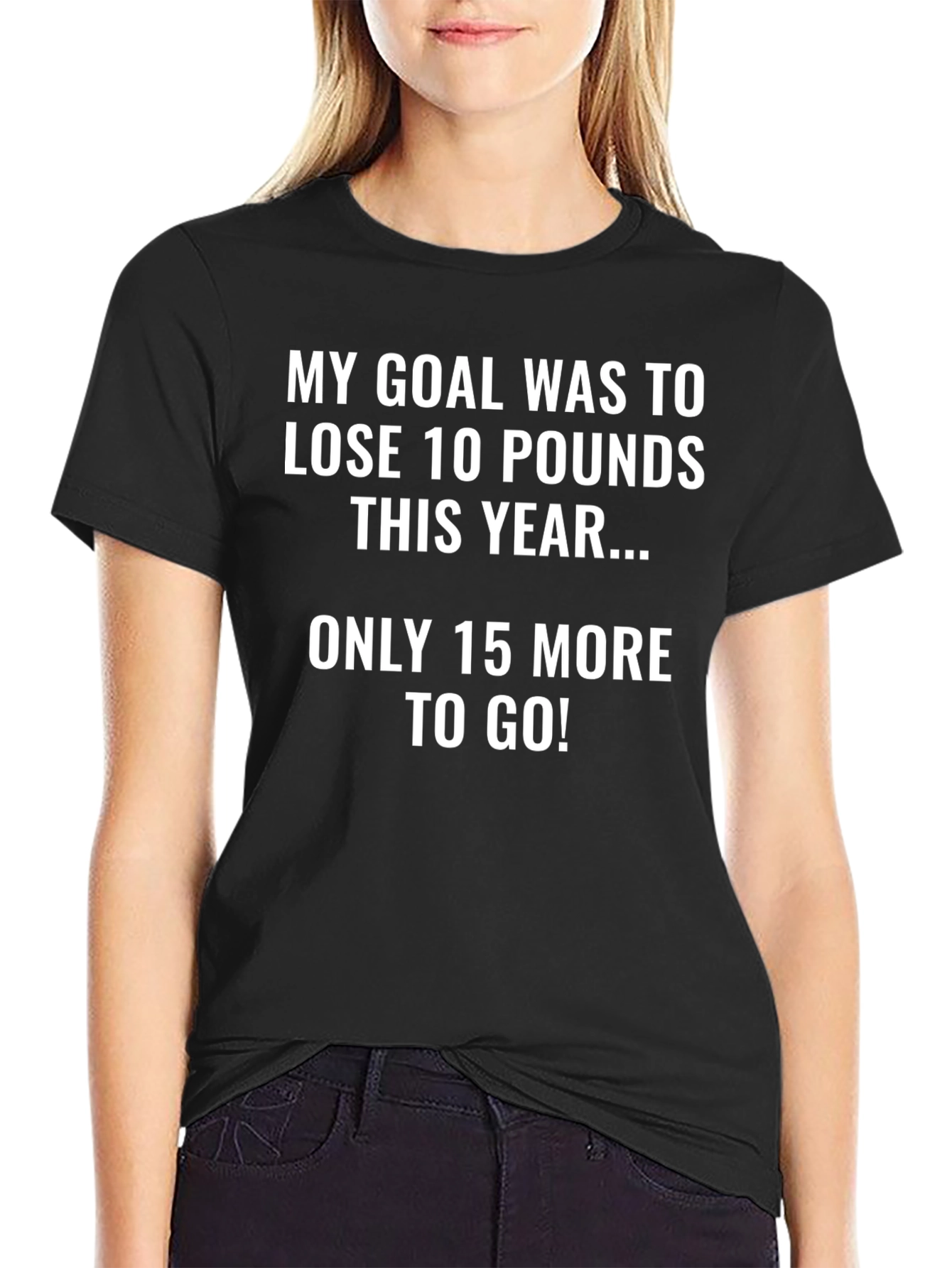 Black Funny Weight Loss Goal T-Shirt - 10 Pounds view 2