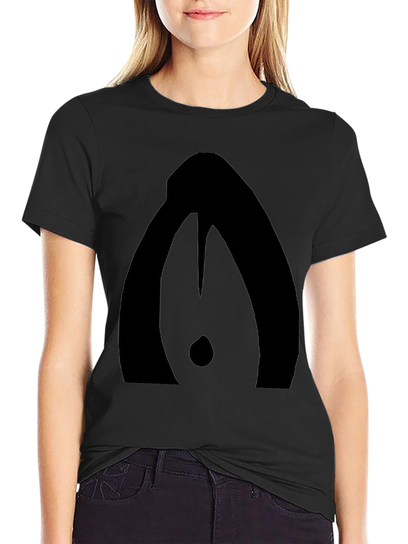 Black Modern Abstract Graphic Print Black T-Shirt view 2