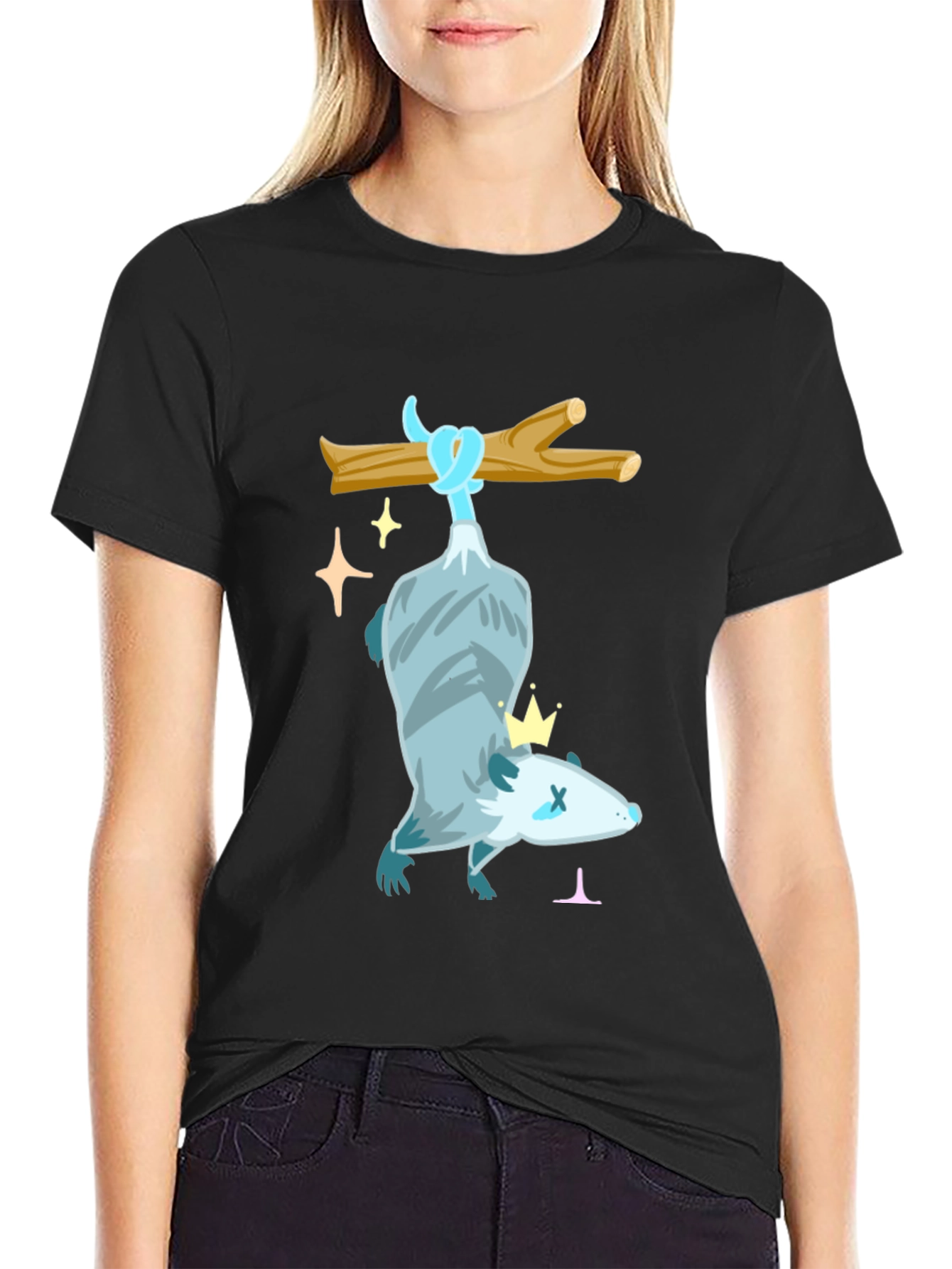 Black Hanging Opossum Tee - Play Dead and Shine! view 2