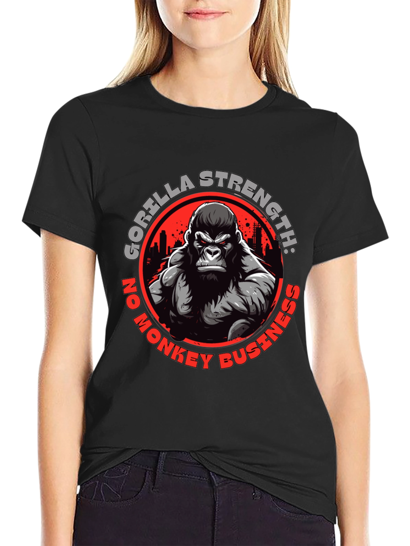 Black Gorilla Strength Graphic T-Shirt view 2