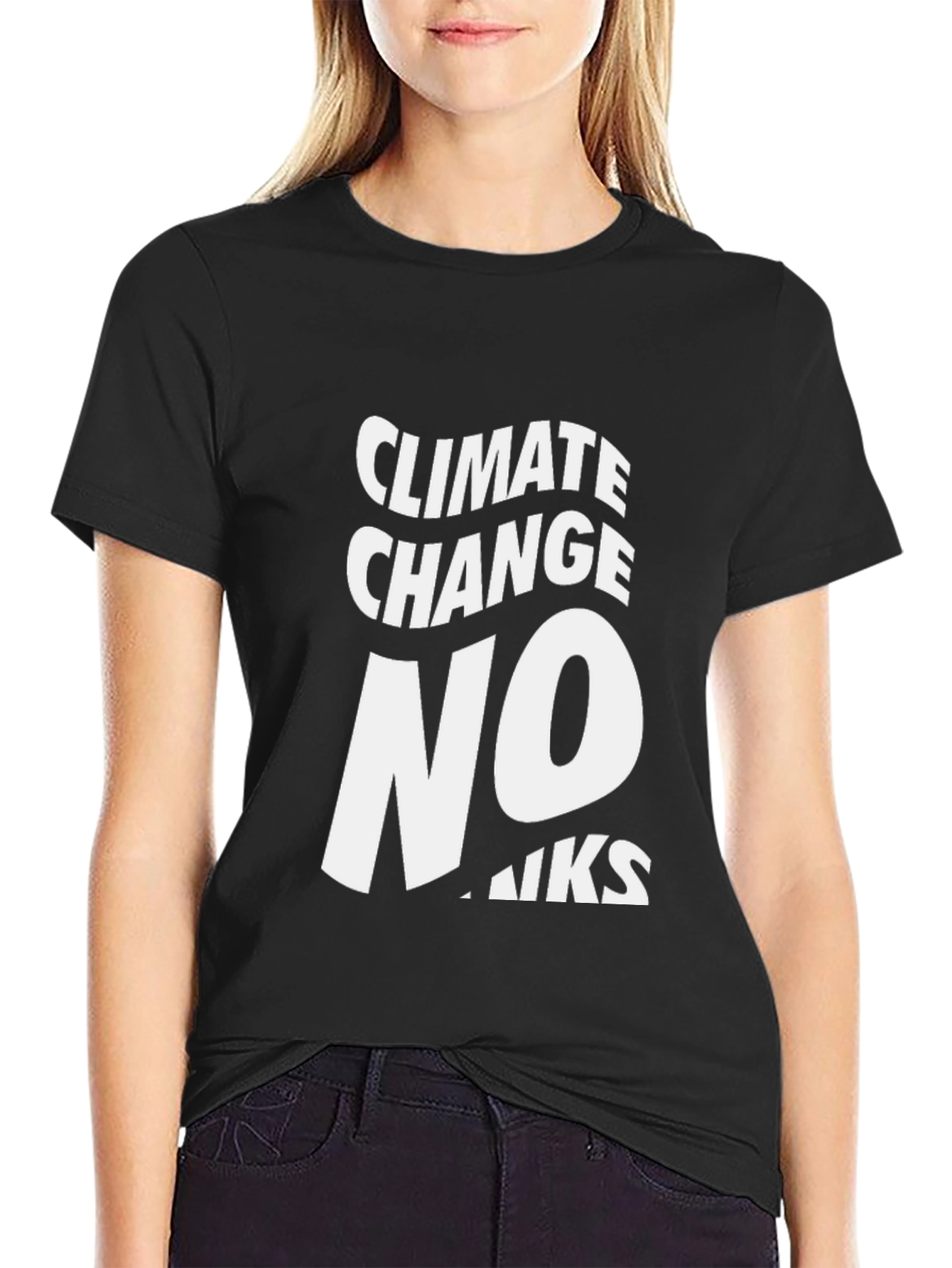 Black Climate Change No Thanks Graphic Tee view 2