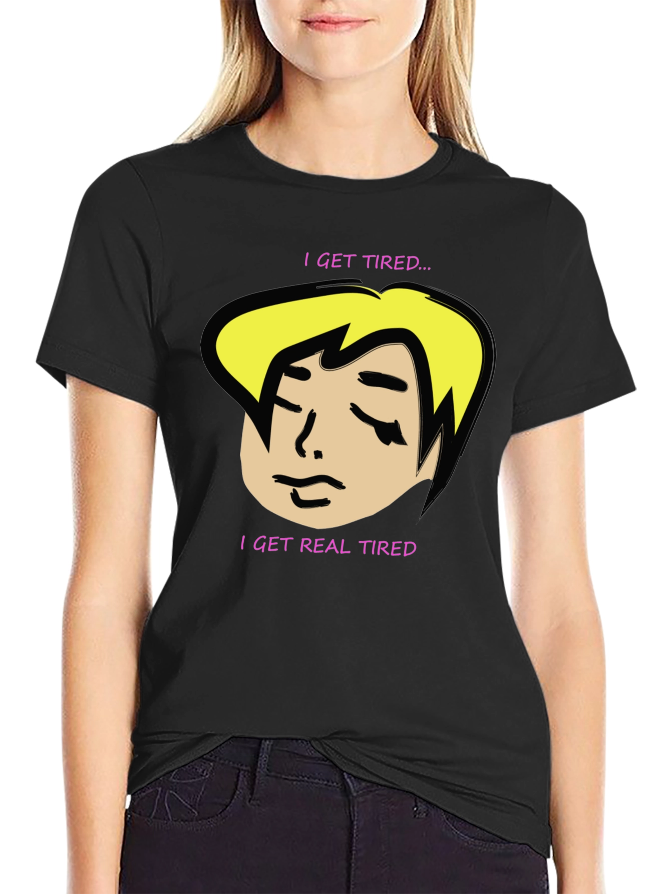 Black I Get Tired T-Shirt - Funny Graphic Tee view 2