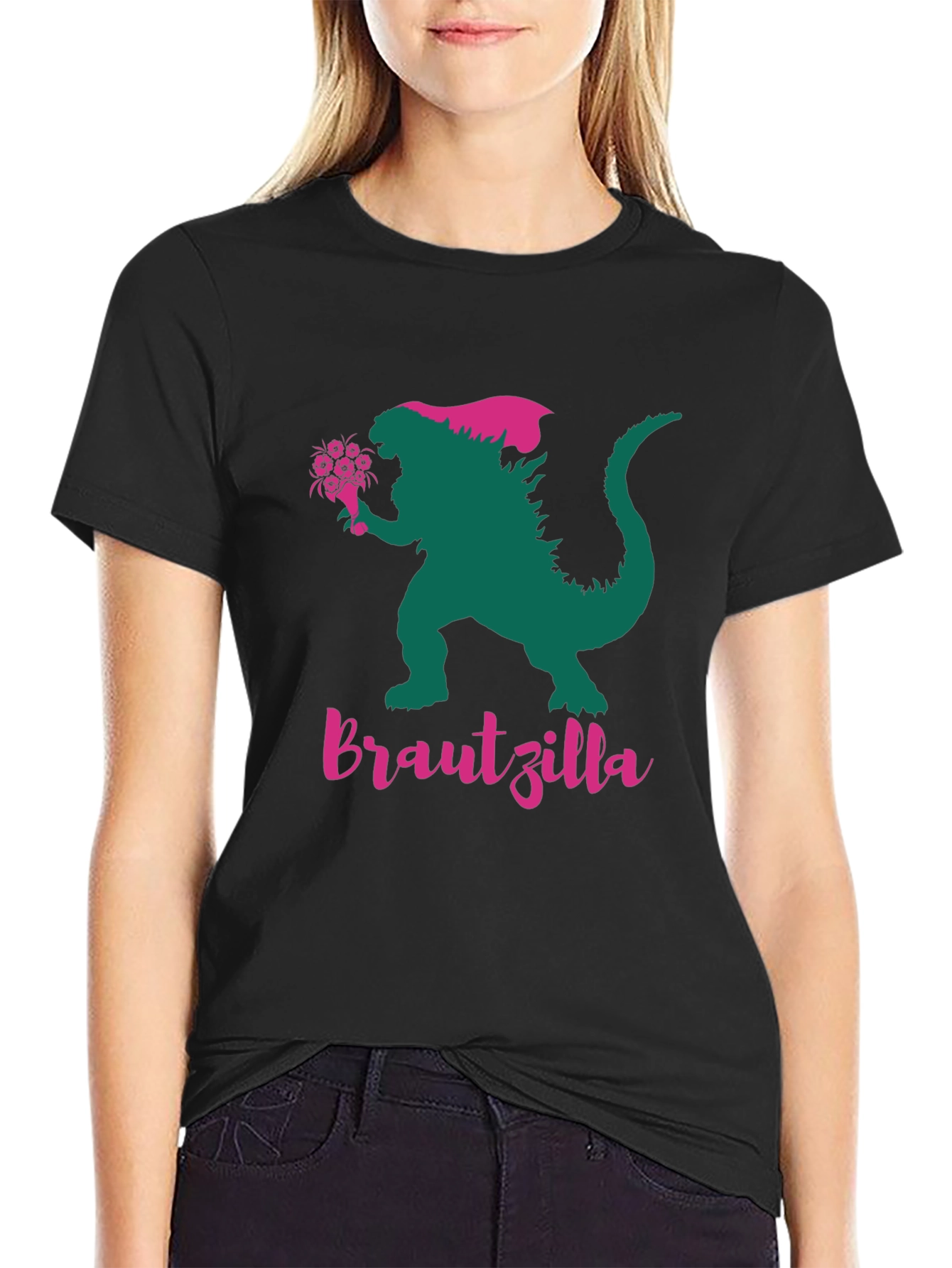 Black Bridesauruszilla Graphic Tee - Hilarious Bridal Shirt view 2