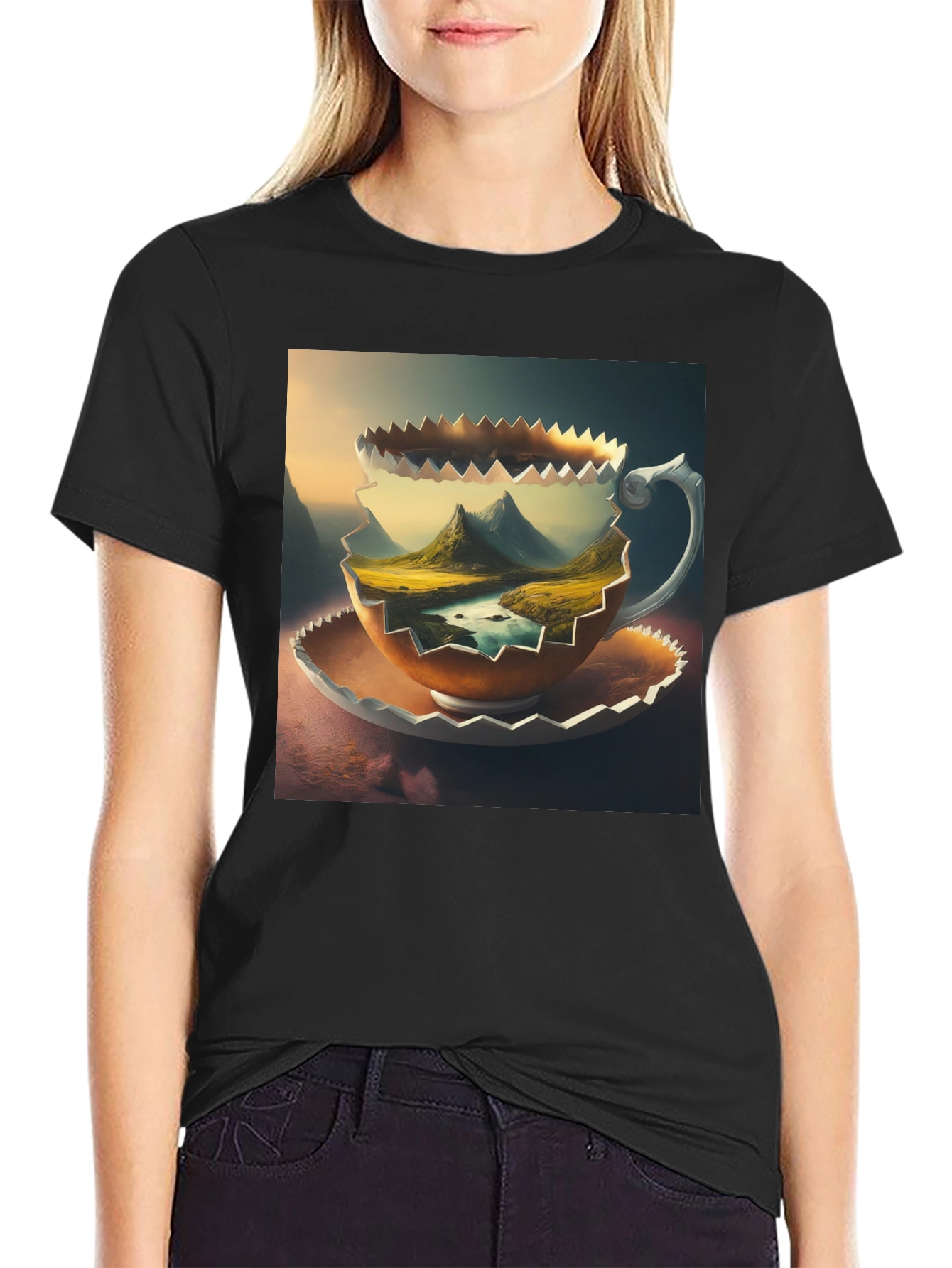 Black Mountain View Coffee Cup T-Shirt view 2