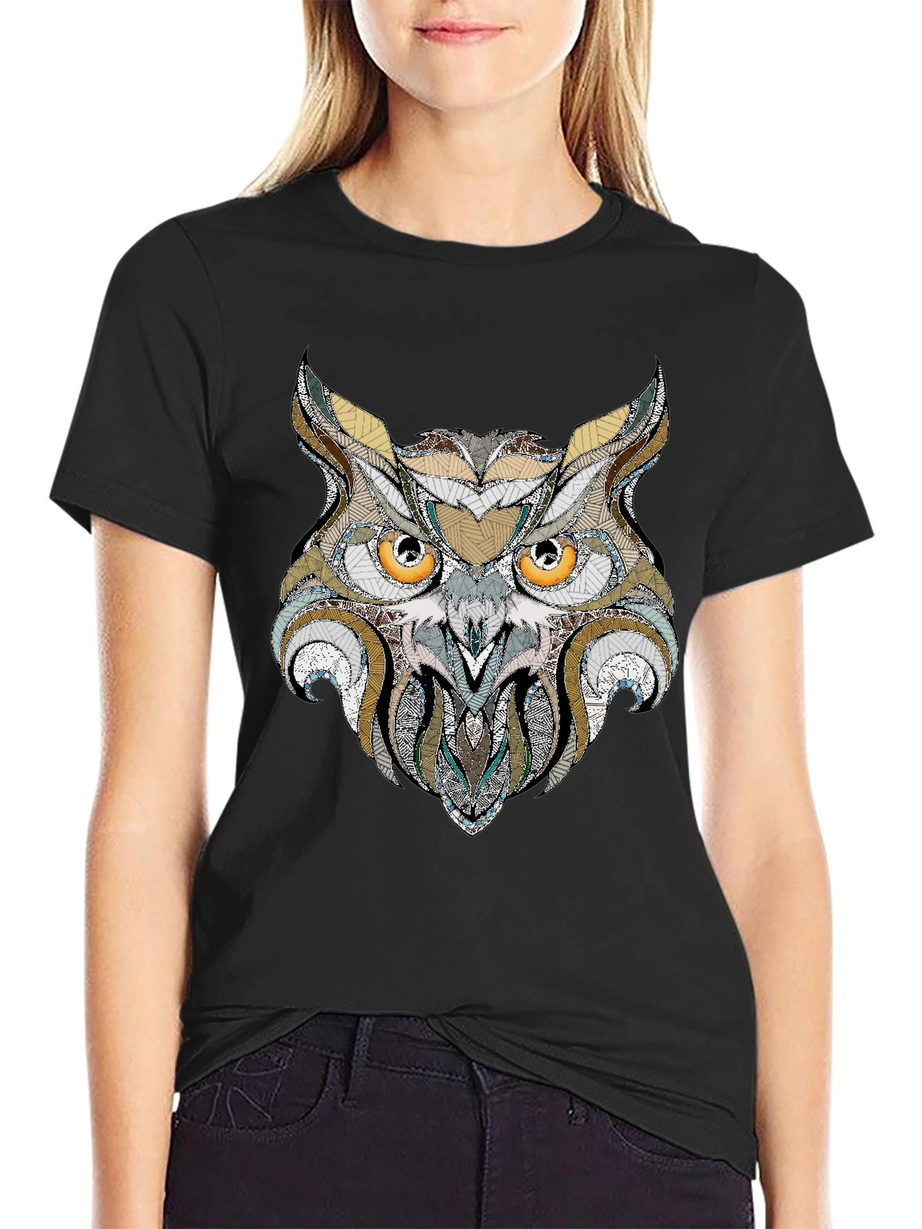 Owl Graphic Print Black T-Shirt - 2
