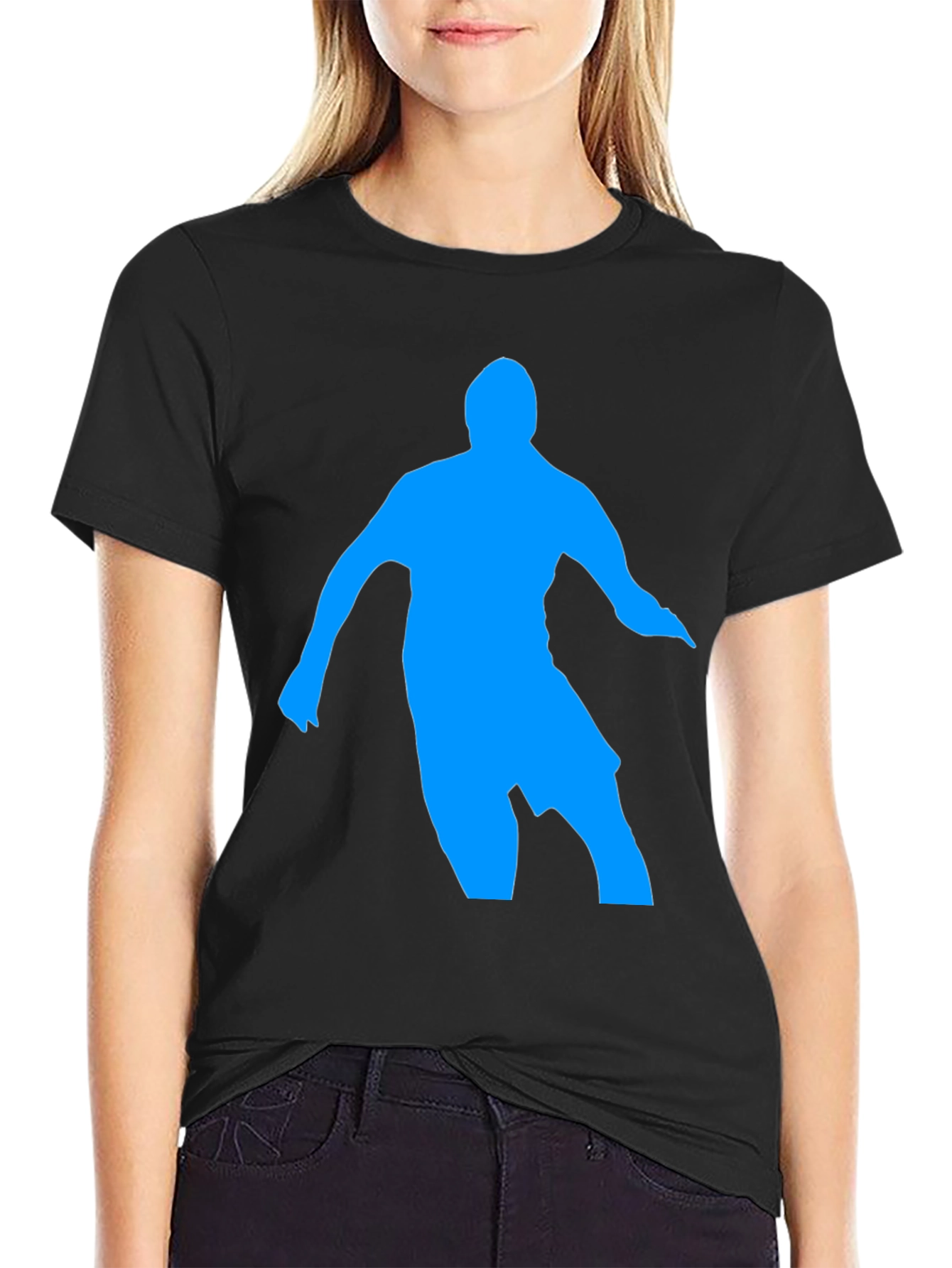 Black Blue Silhouette Graphic Black T-Shirt view 2