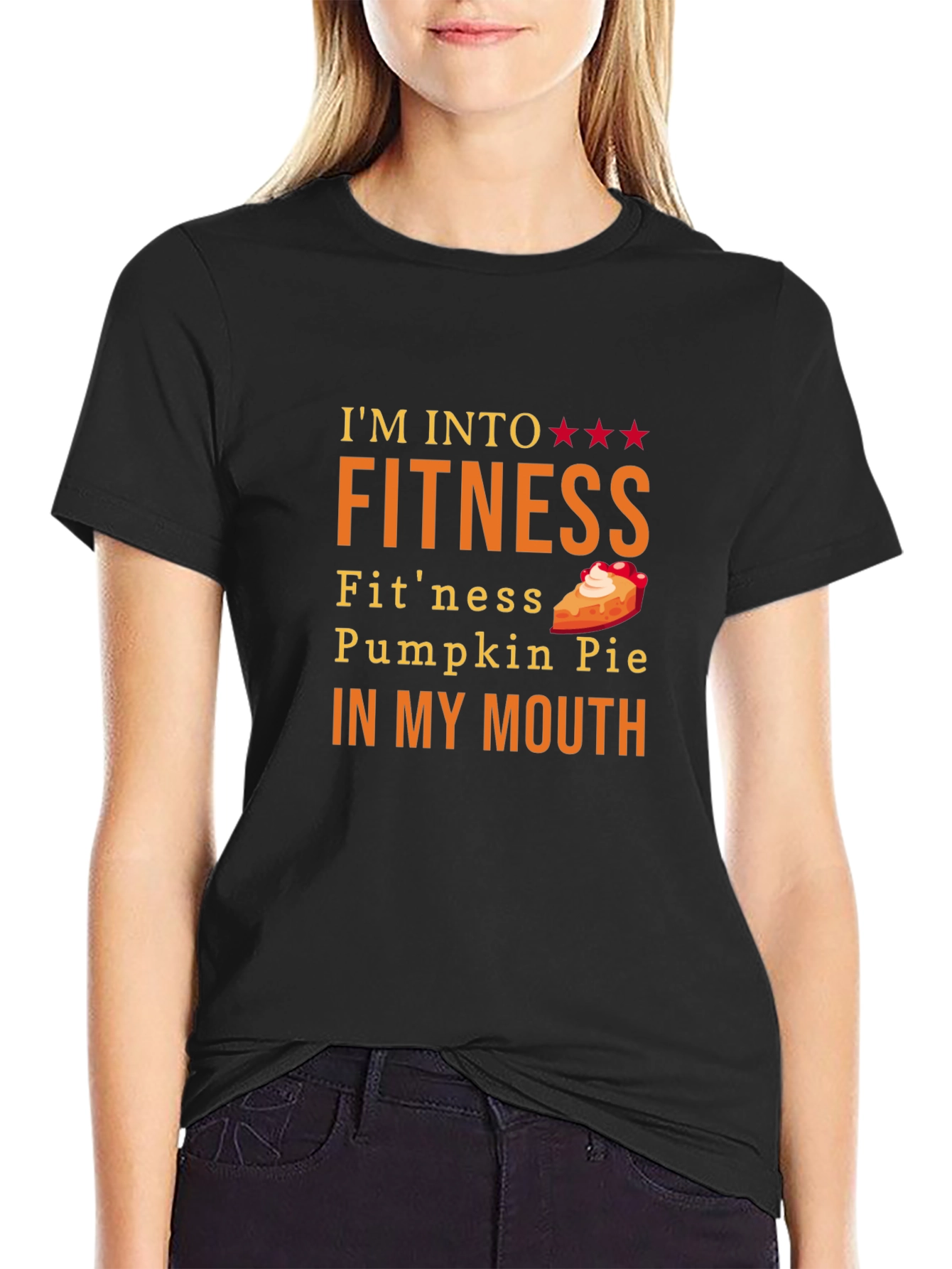 Black Funny Pumpkin Pie Fitness T-Shirt view 2