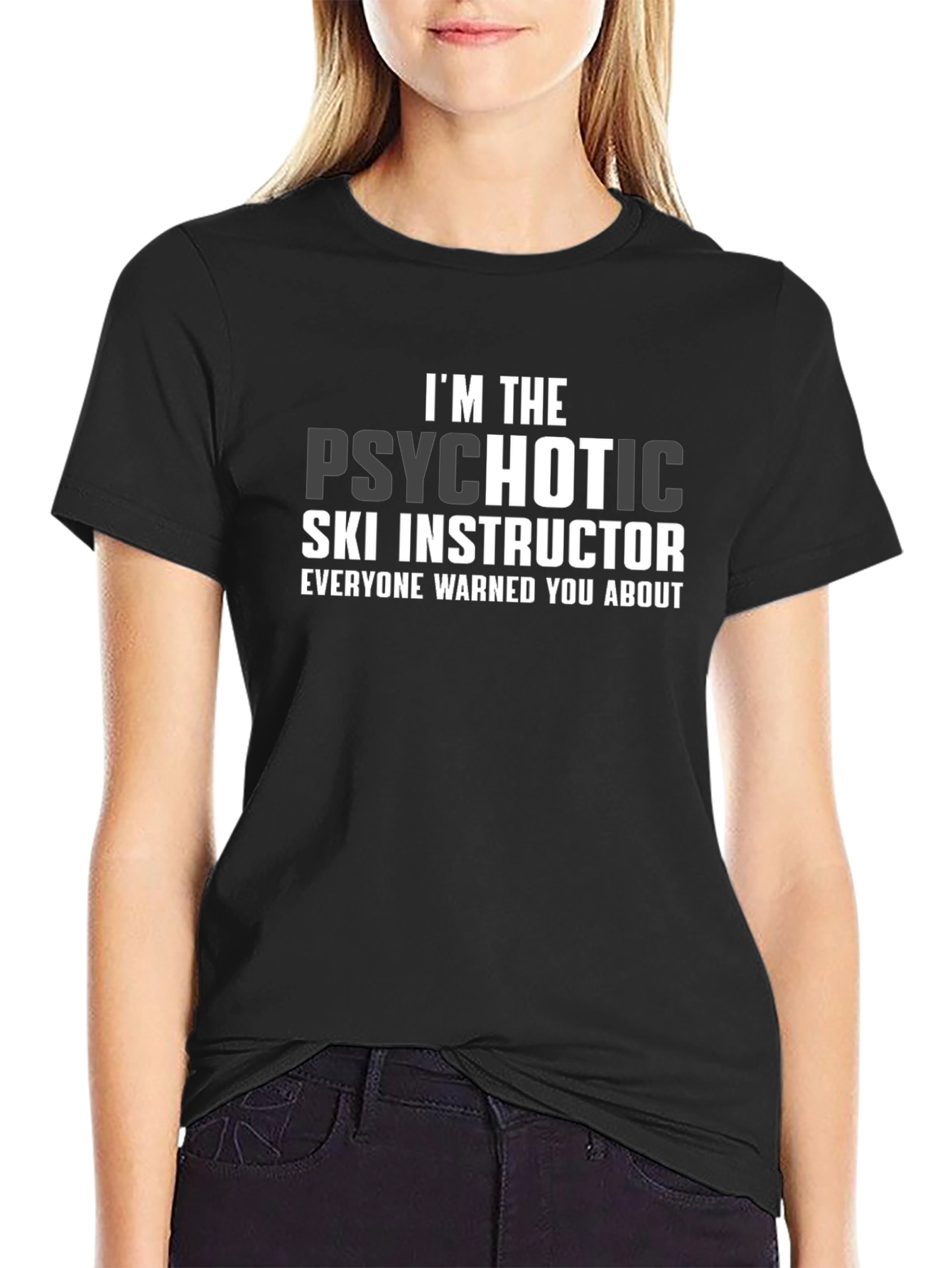 Black Psychotic Ski Instructor Graphic T-Shirt - Black view 2
