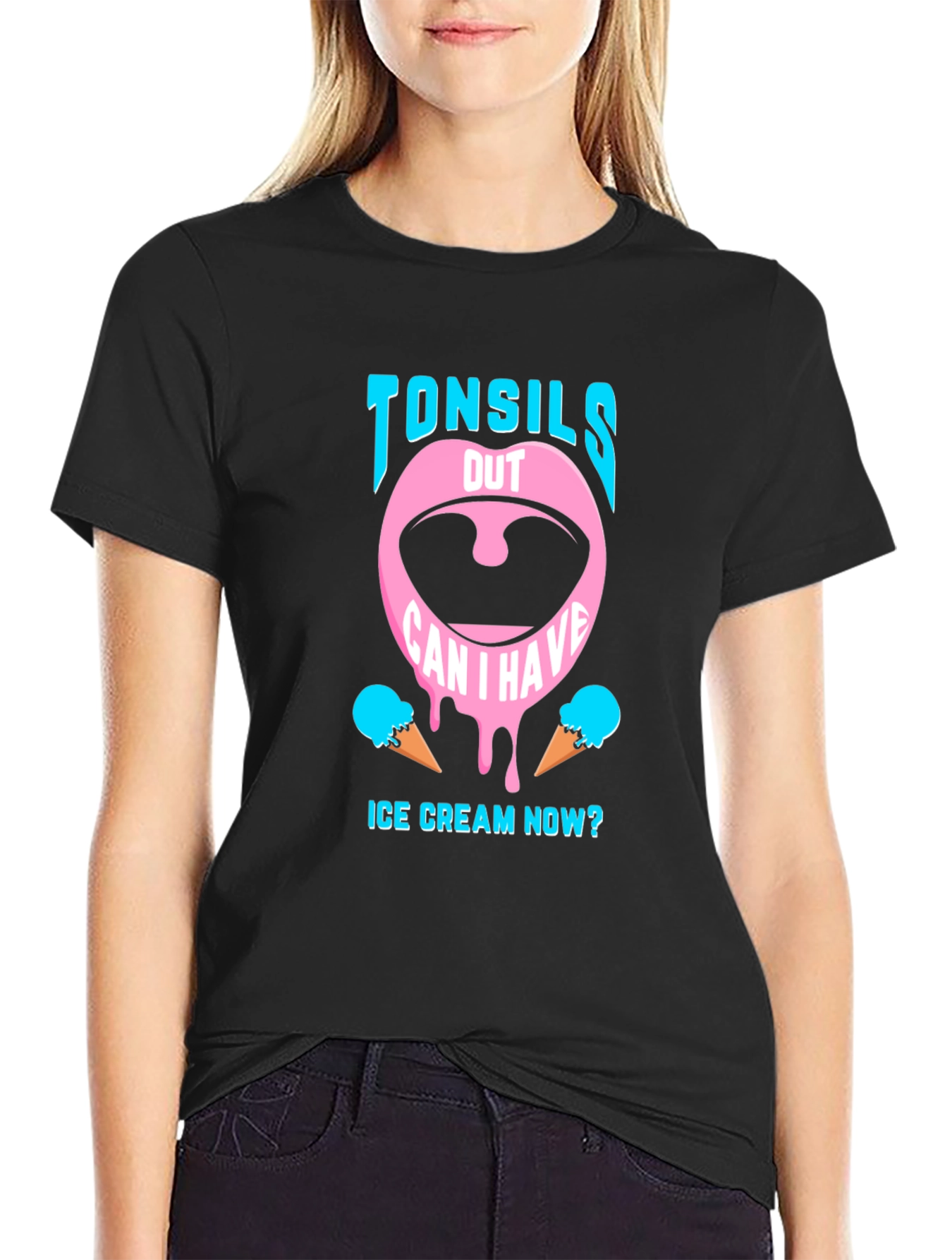Black Tonsils Out Ice Cream T-Shirt view 2