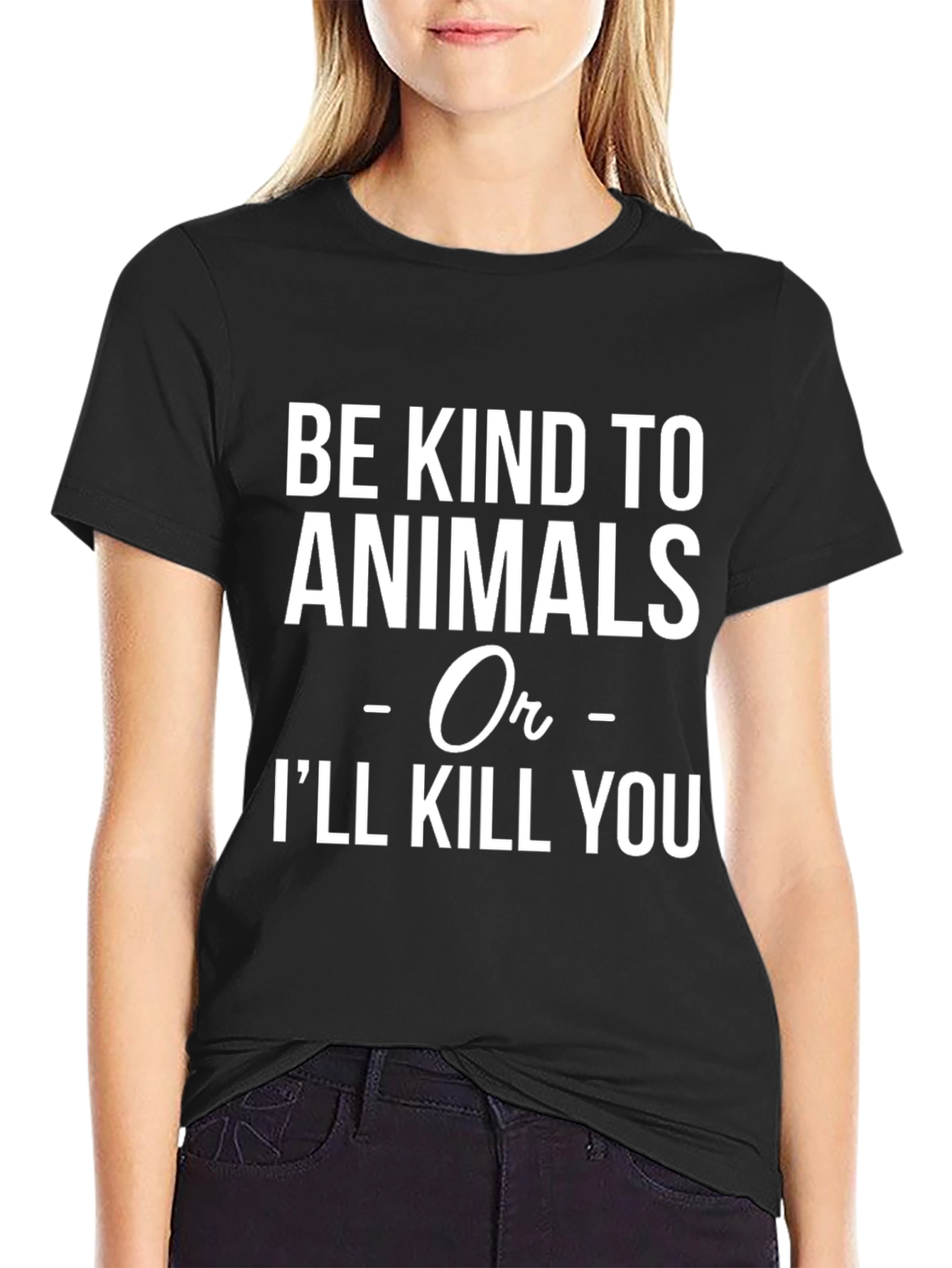 Black Be Kind to Animals T-Shirt - Sarcastic Animal Lover Tee view 2