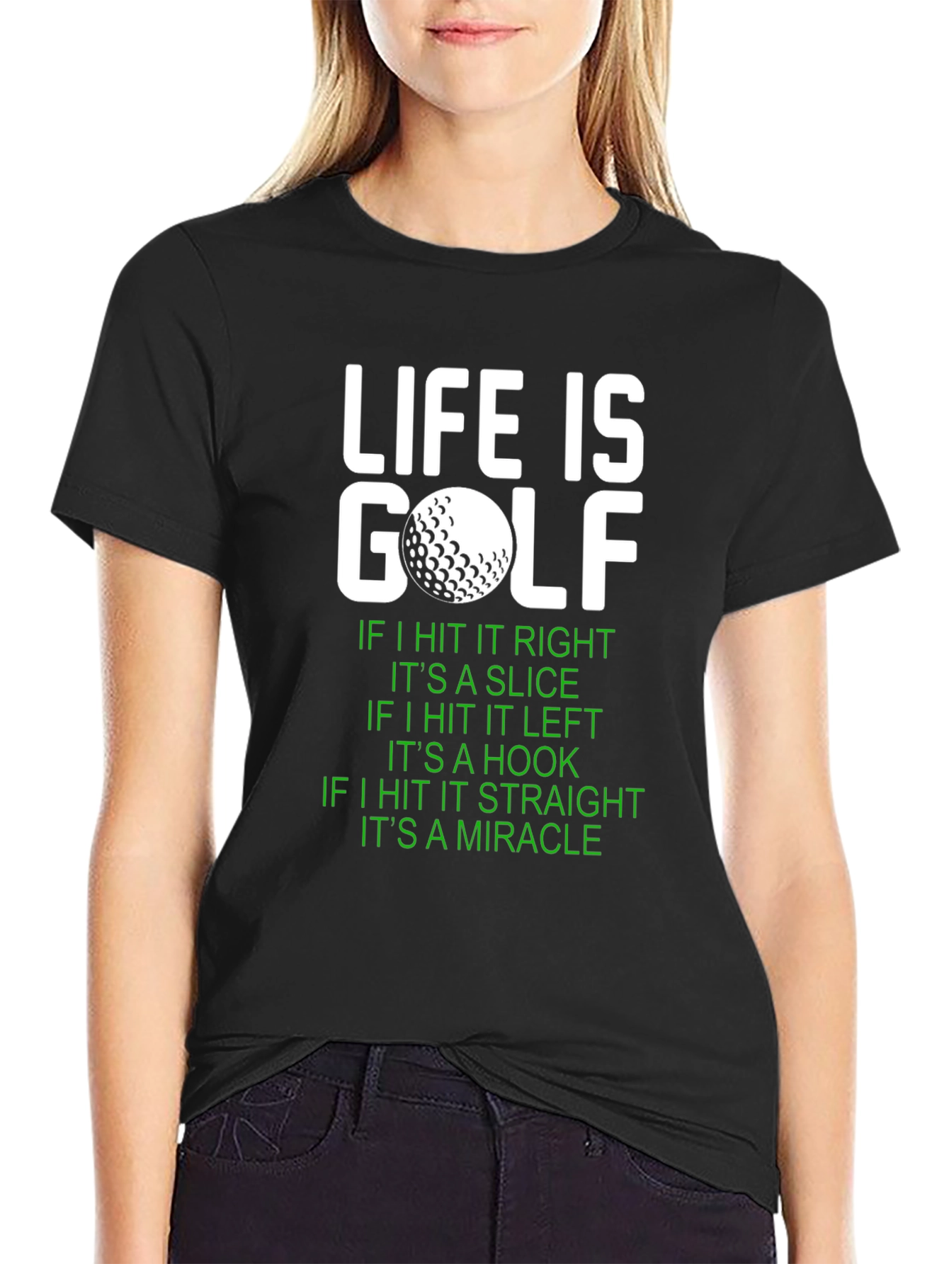Black Life Is Golf Graphic Tee - Funny Golf Lover Gift view 2