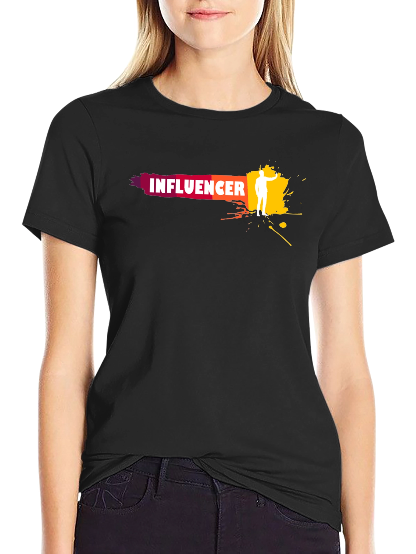 Black Influencer T-Shirt - Trendy Graphic Tee view 2