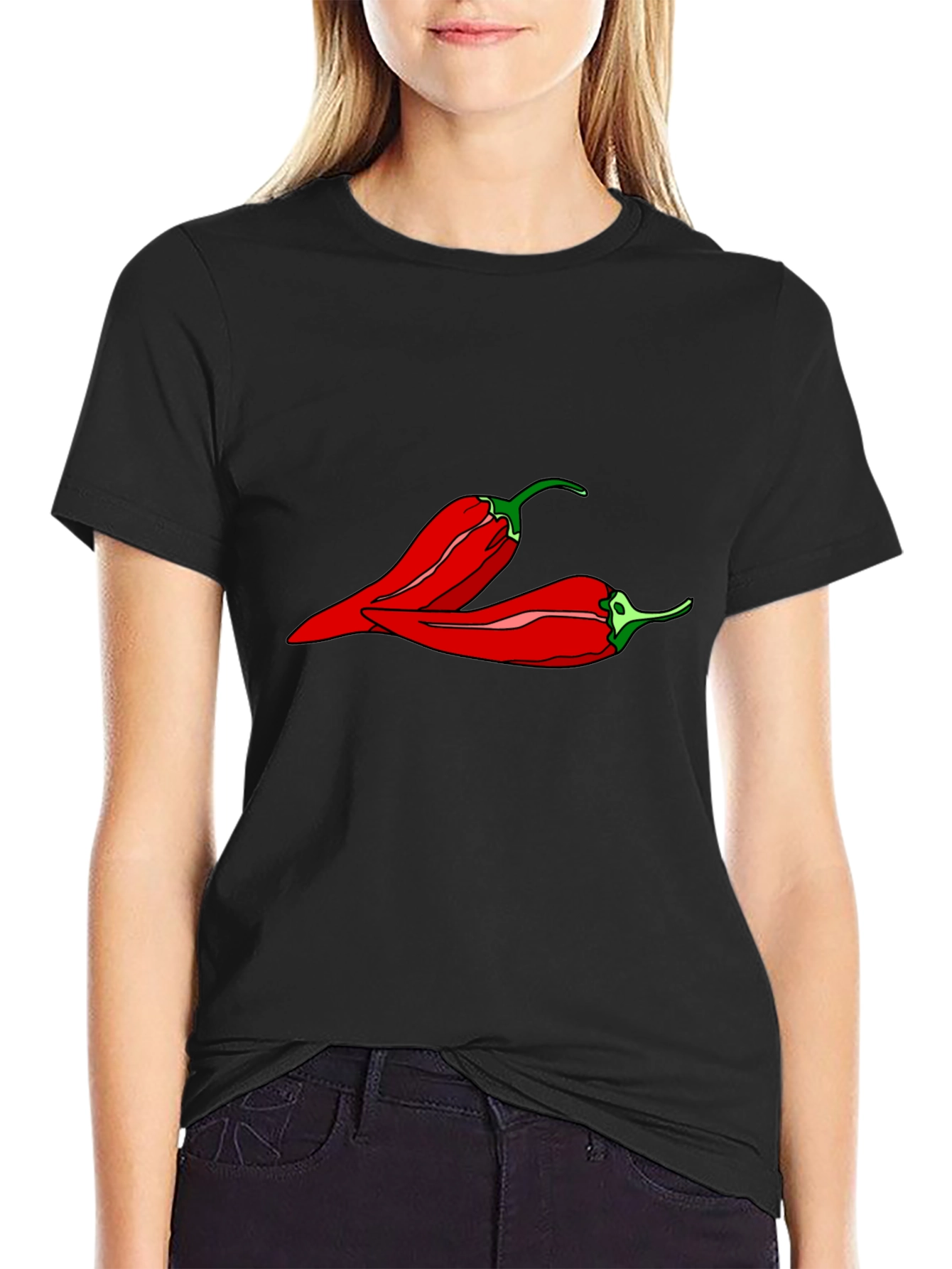 Black Spicy Pepper Graphic Tee - Black Unisex T-Shirt view 2