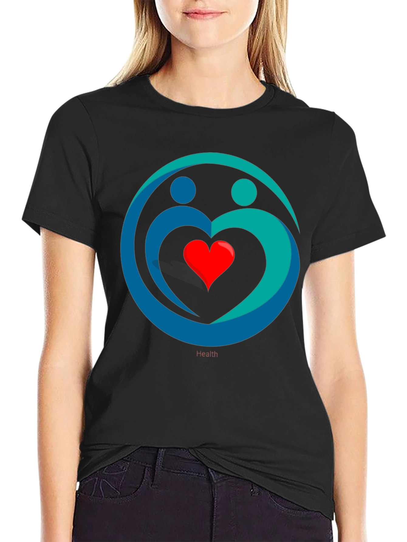 Black Heart Health Graphic Tee - Black Casual Comfort view 2