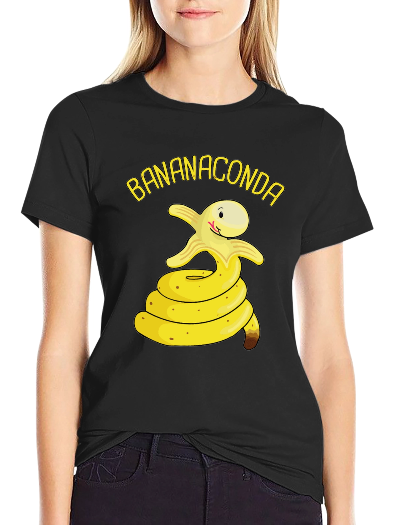 Black Bananaconda Funny Graphic T-Shirt view 2