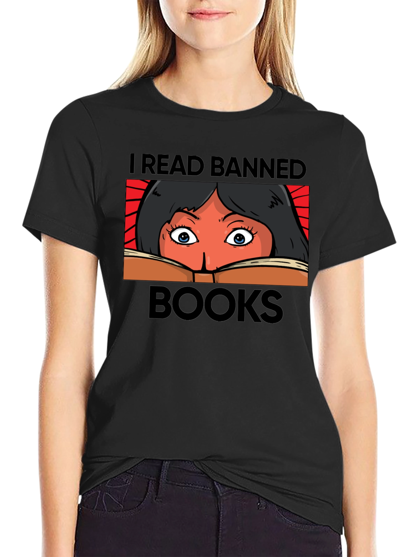 Black I Read Banned Books Graphic T-Shirt view 2