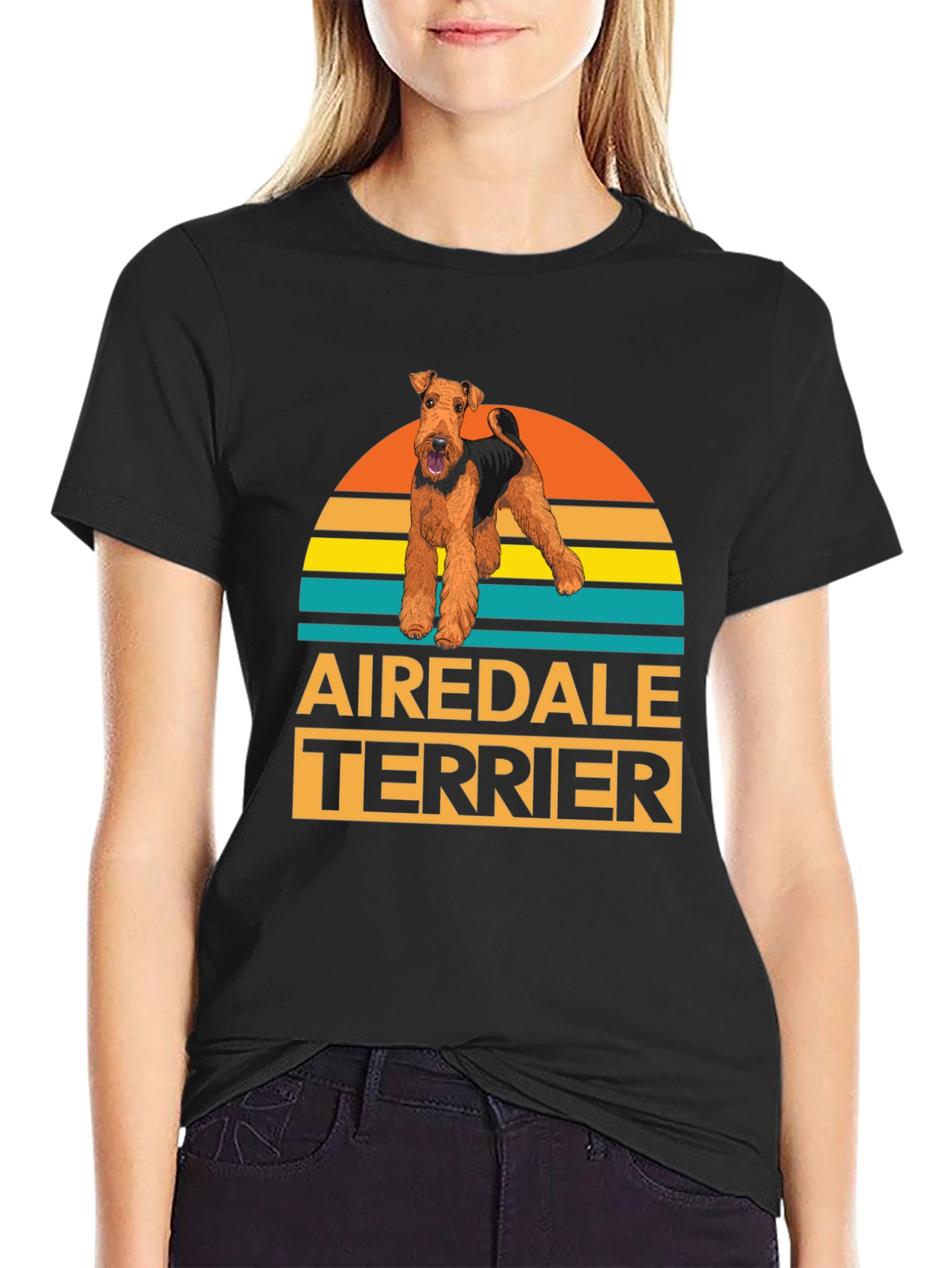 Black Airedale Terrier Dog Graphic T-Shirt view 2