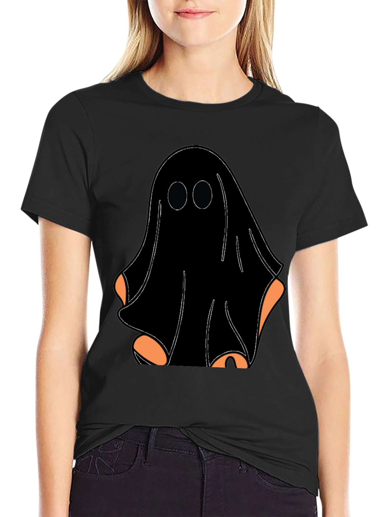 Black Spooky Ghost Graphic Tee view 2