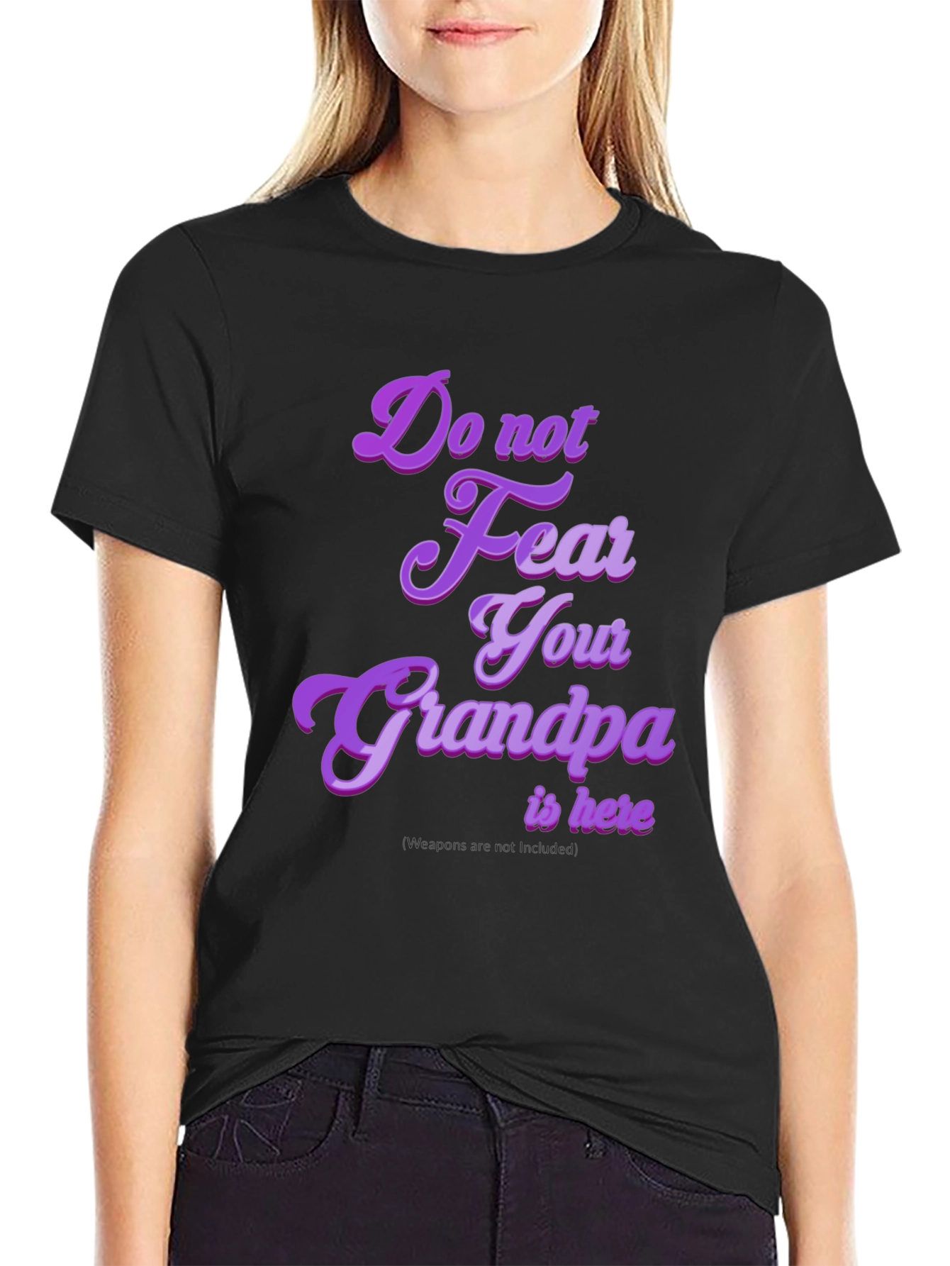 Black Funny Grandpa T-Shirt: "Do Not Fear Your Grandpa Is Here" view 2