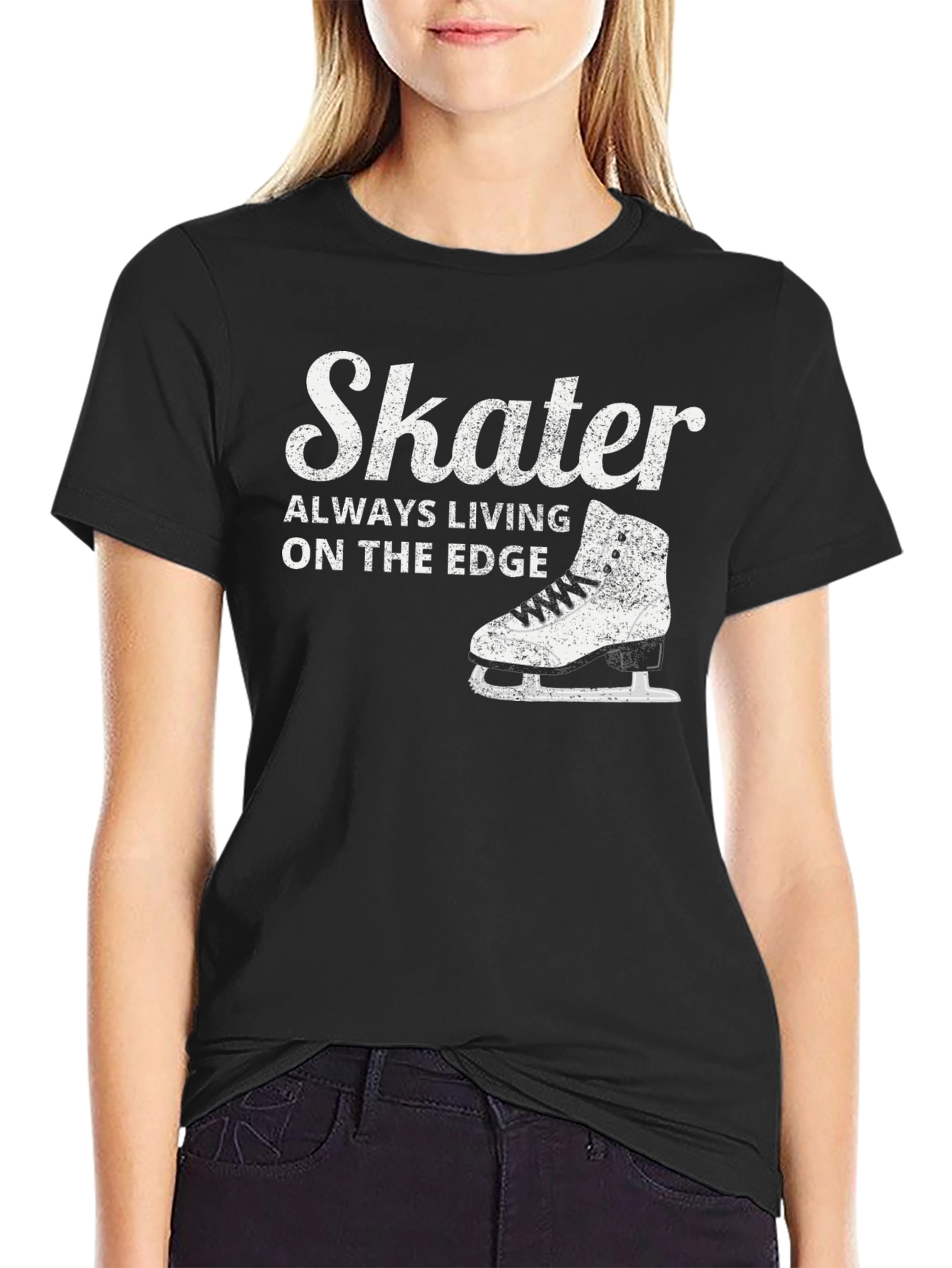Black Skater Always Living on The Edge Black T-Shirt view 2