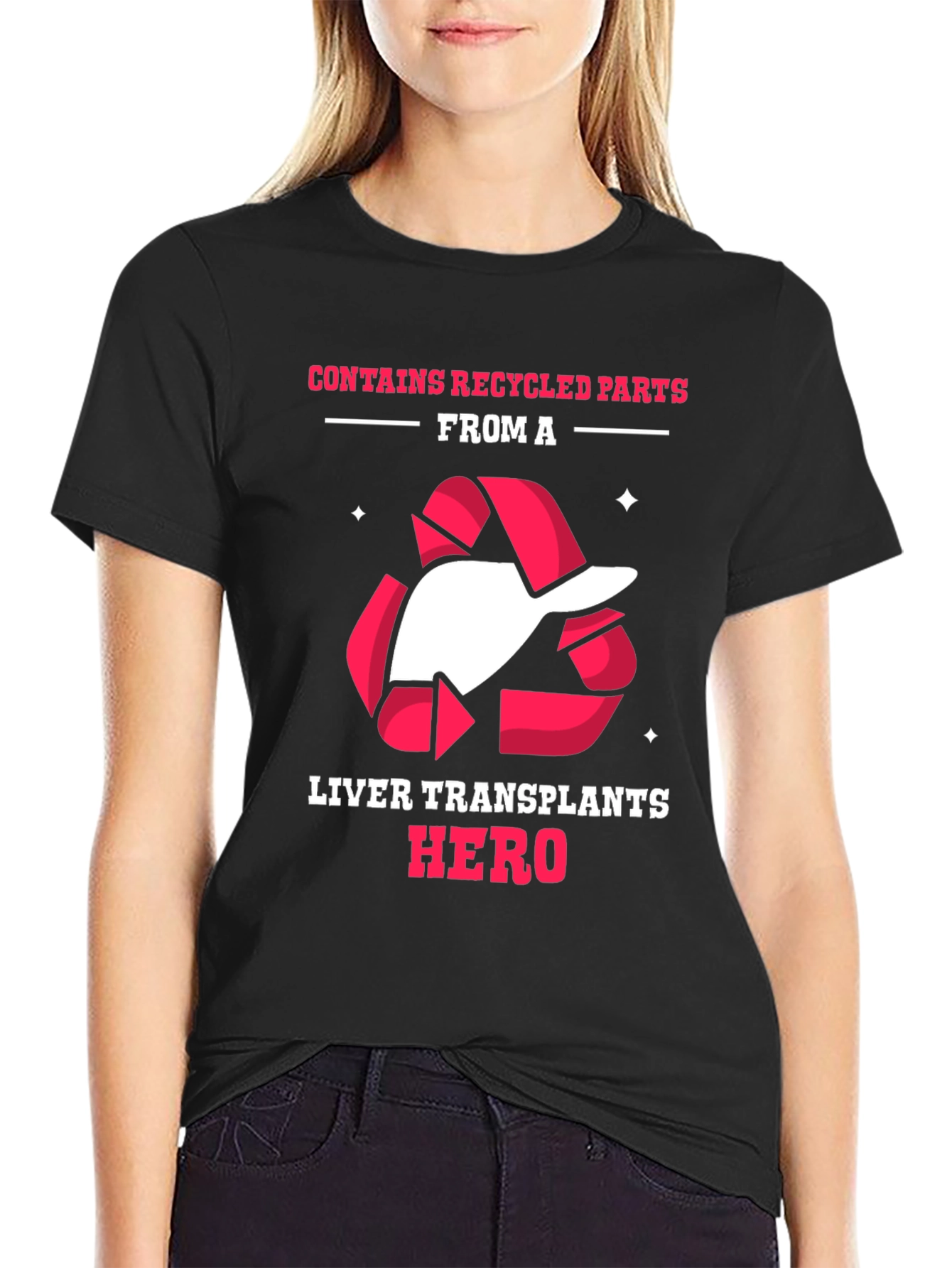Black Liver Transplant Hero Recycled Parts T-Shirt view 2