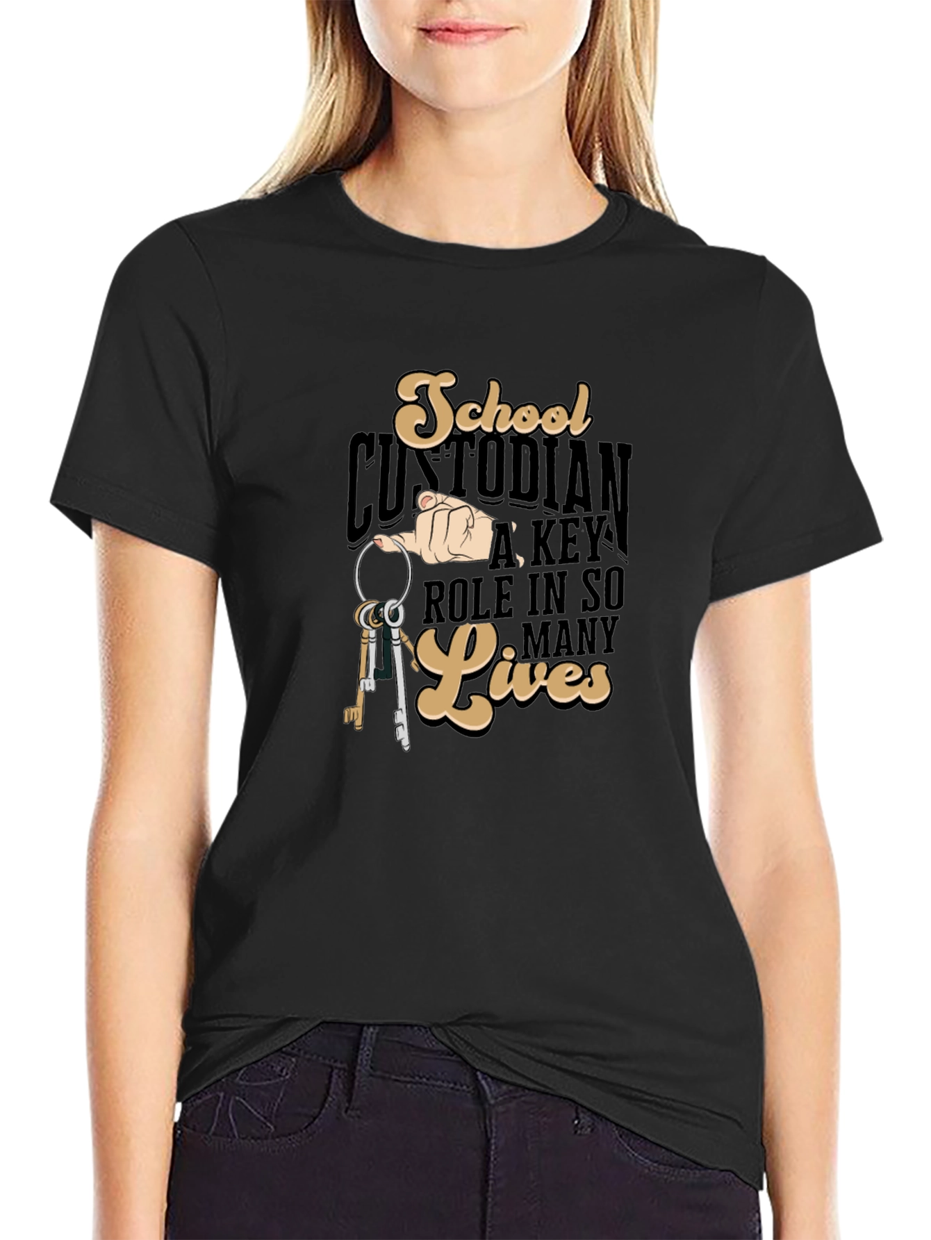 Black School Custodian T-Shirt view 2