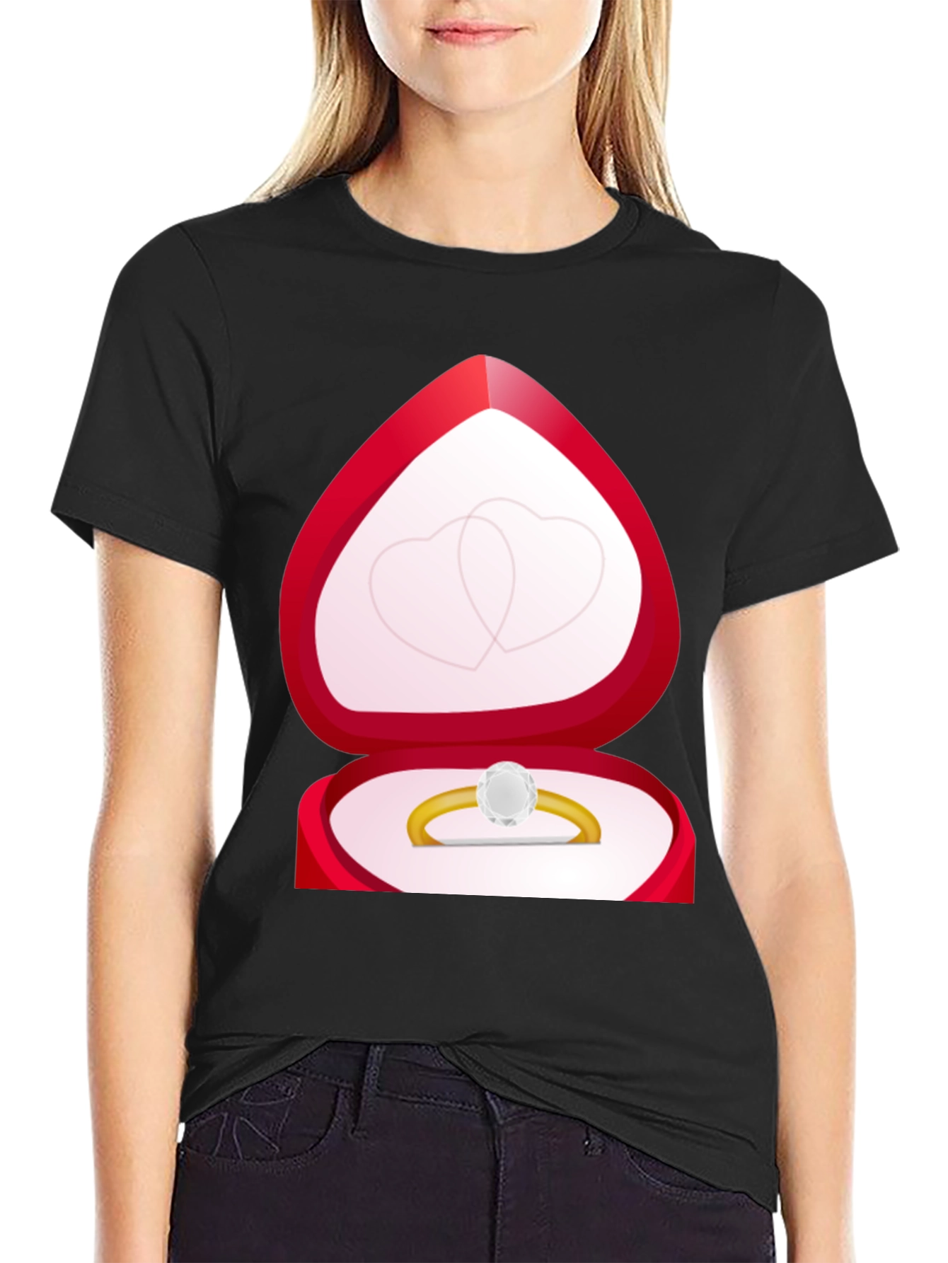 Black Proposal Ring Box T-Shirt view 2