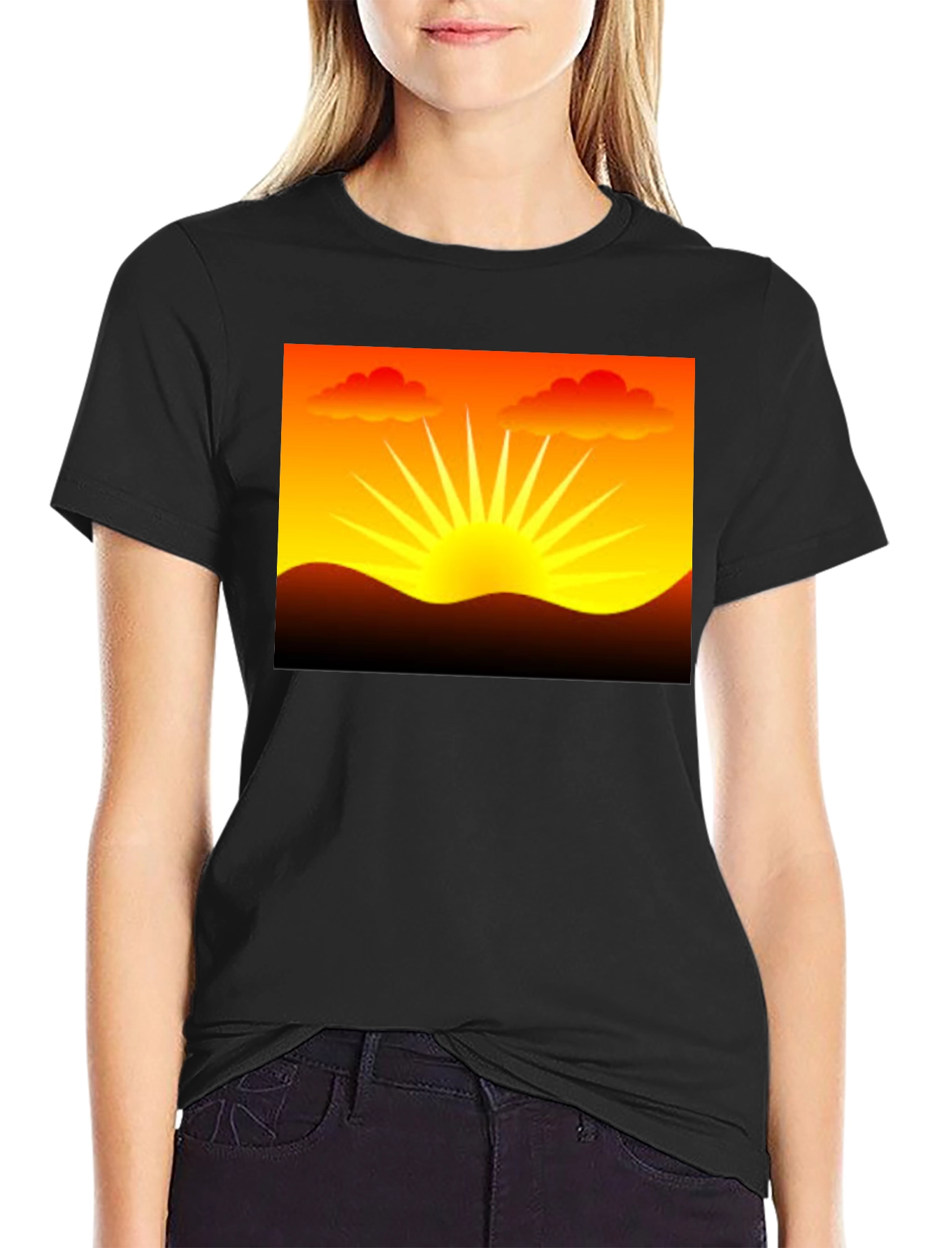 Black Sunset Graphic Black T-Shirt view 2