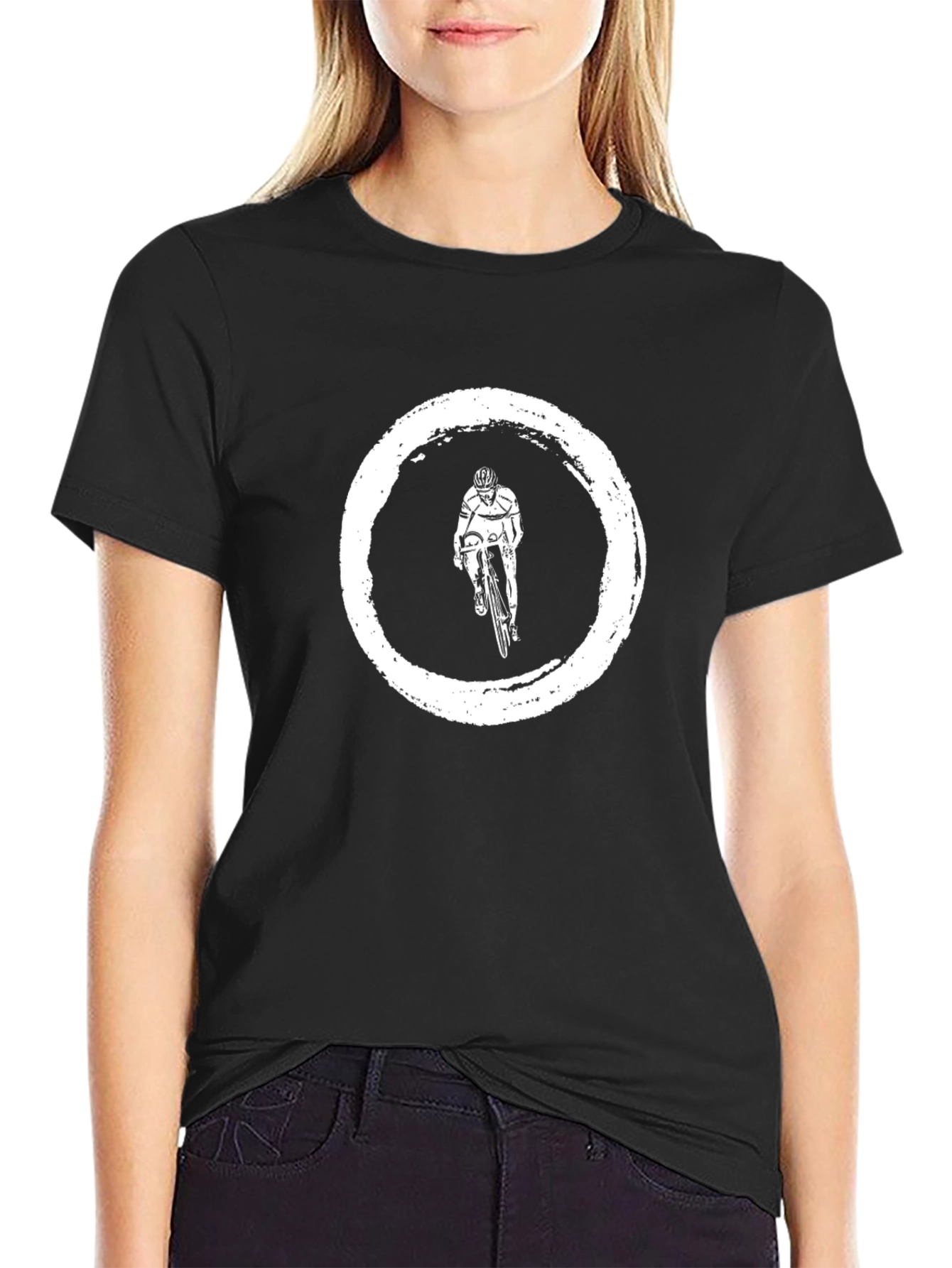Black Cyclist Graphic Tee - Black Cotton T-Shirt view 2