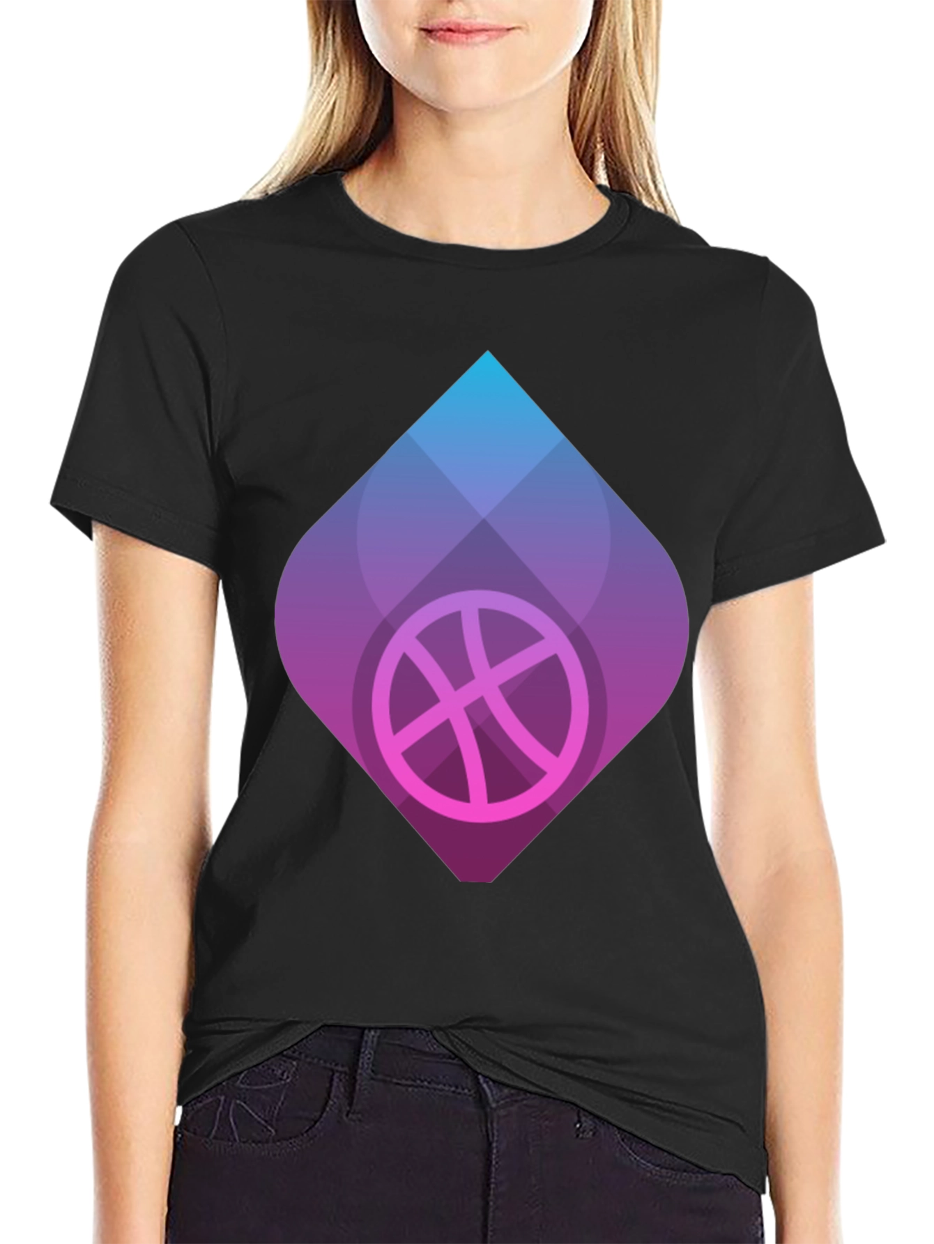 Black Men's Black Graphic Tee - Basketball Design view 2