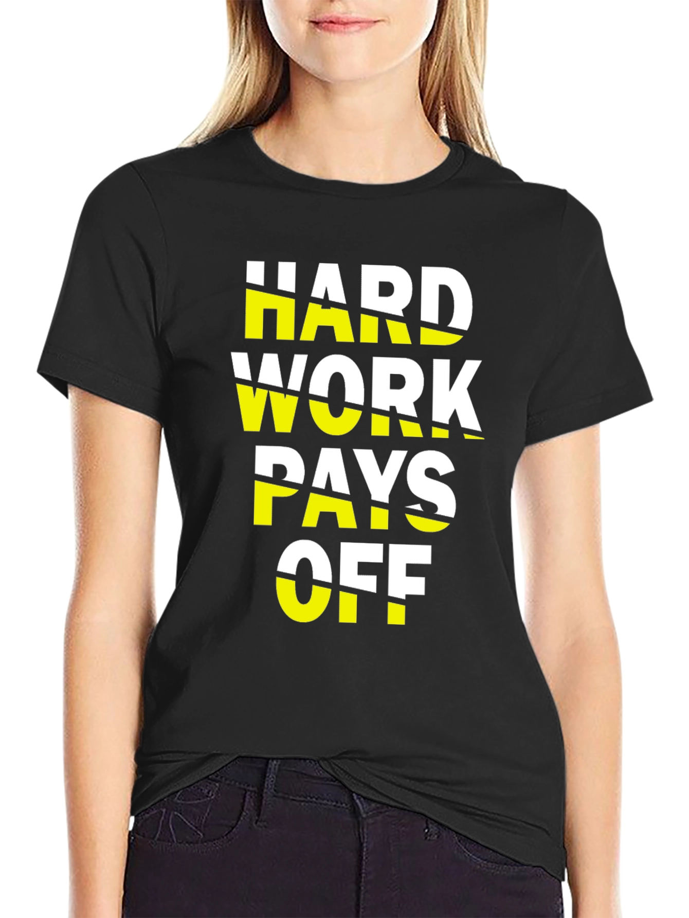 Black Hard Work Pays Off Graphic Tee view 2