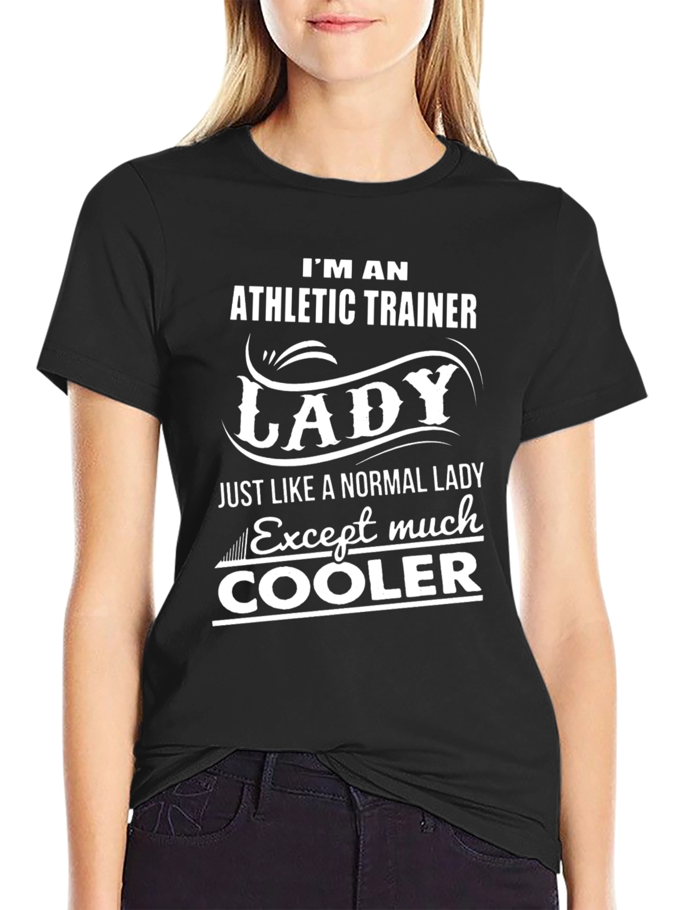 Black Athletic Trainer Lady T-Shirt - Cool & Unique Design view 2