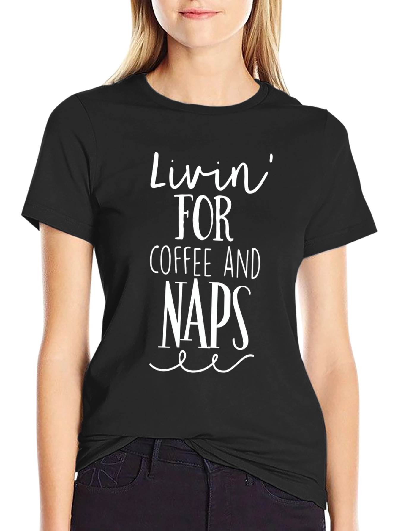 Black Livin' for Coffee and Naps Graphic Tee - Black view 2