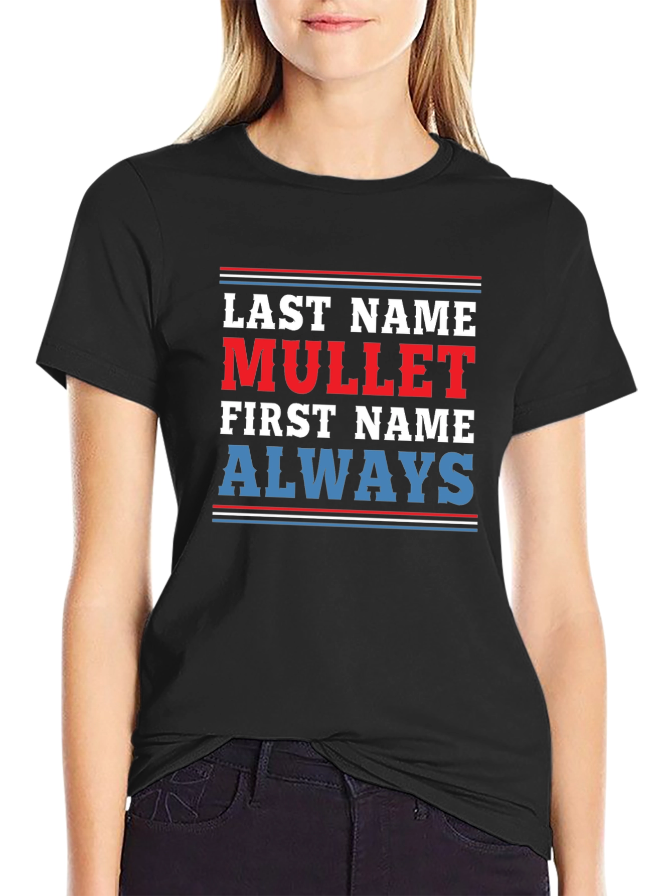Black Last Name Mullet T-Shirt - Funny Novelty Tee view 2