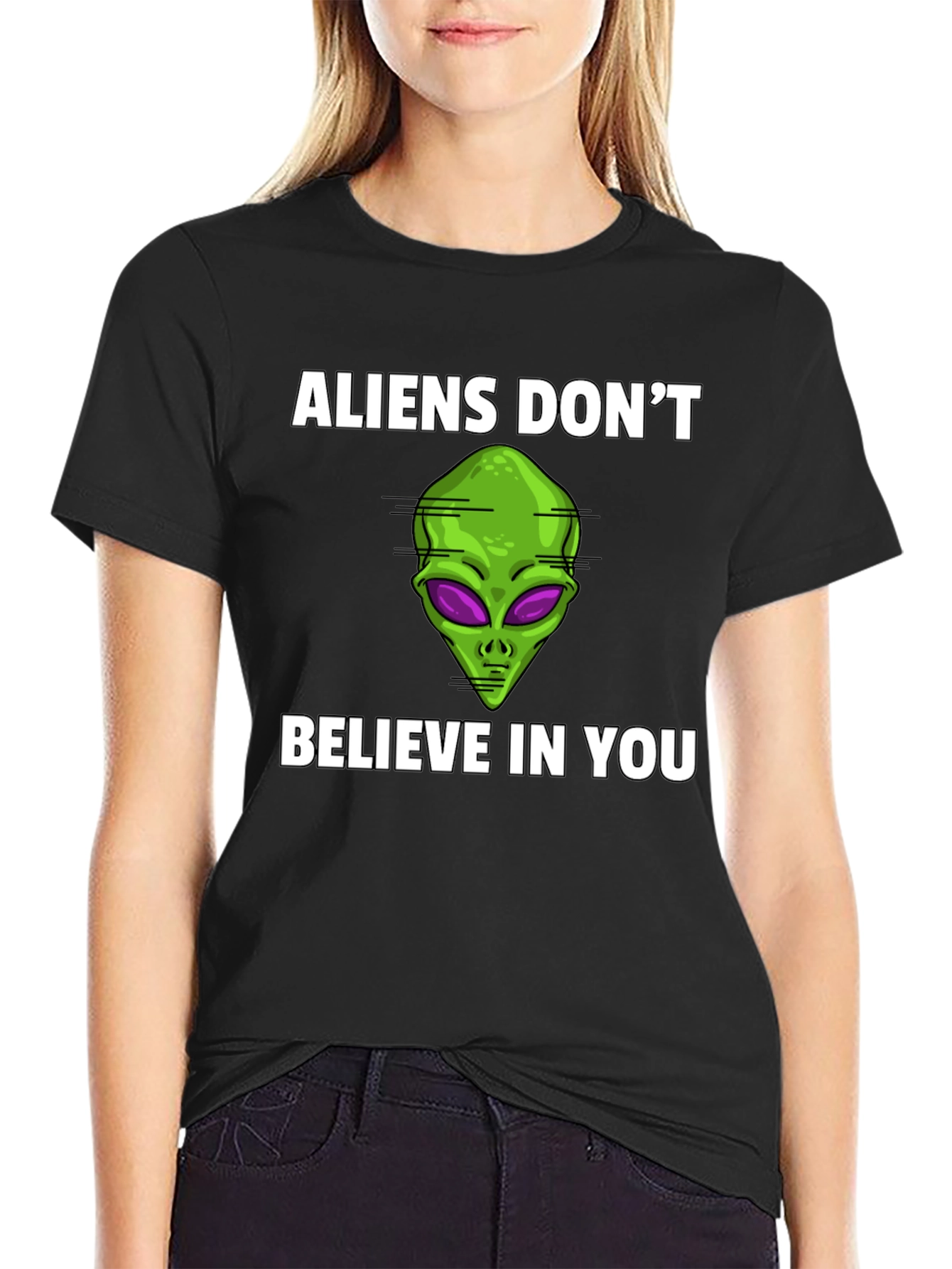 Black Aliens Don't Believe T-Shirt view 2
