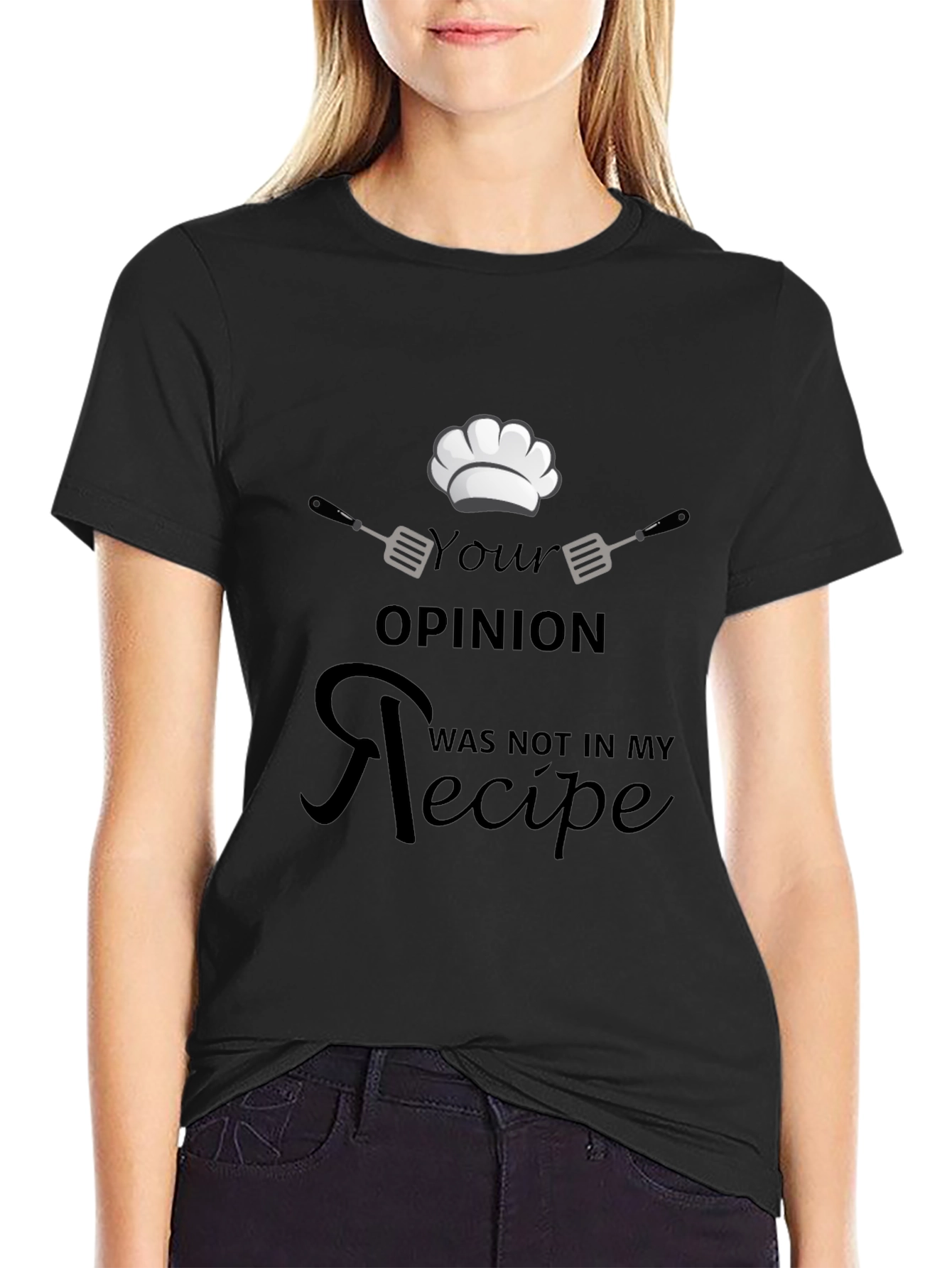 Black Chef's Opinion Recipe Black T-Shirt view 2