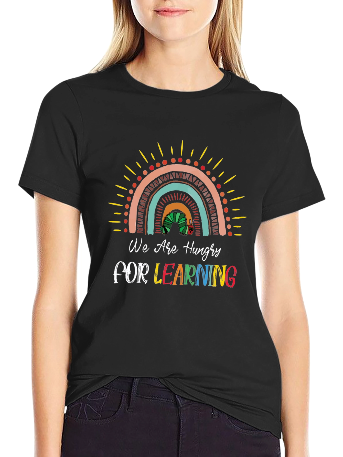 Black Hungry for Learning Graphic Tee view 2