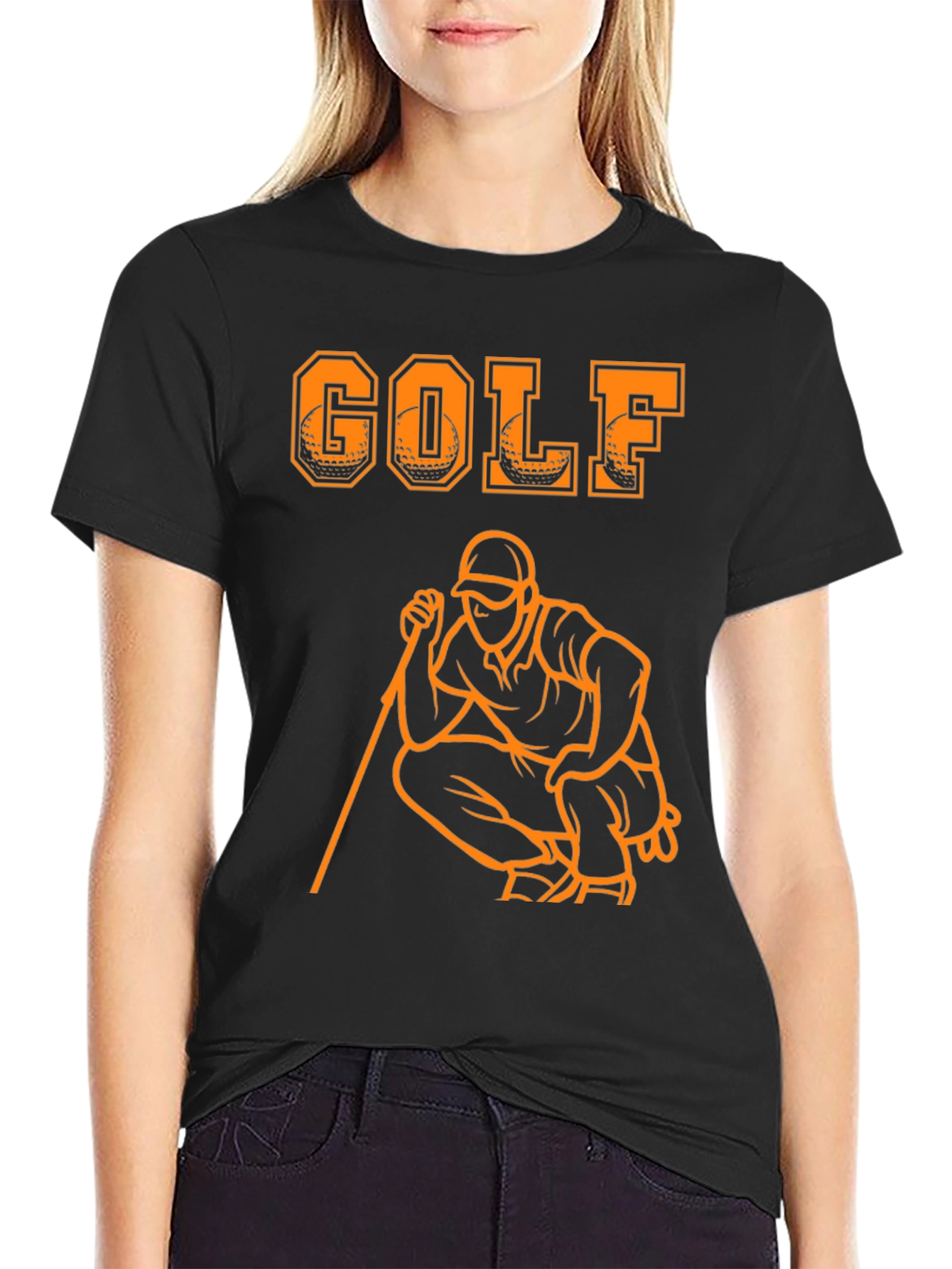 Black Golf Graphic T-Shirt - Sporty Casual Tee view 2