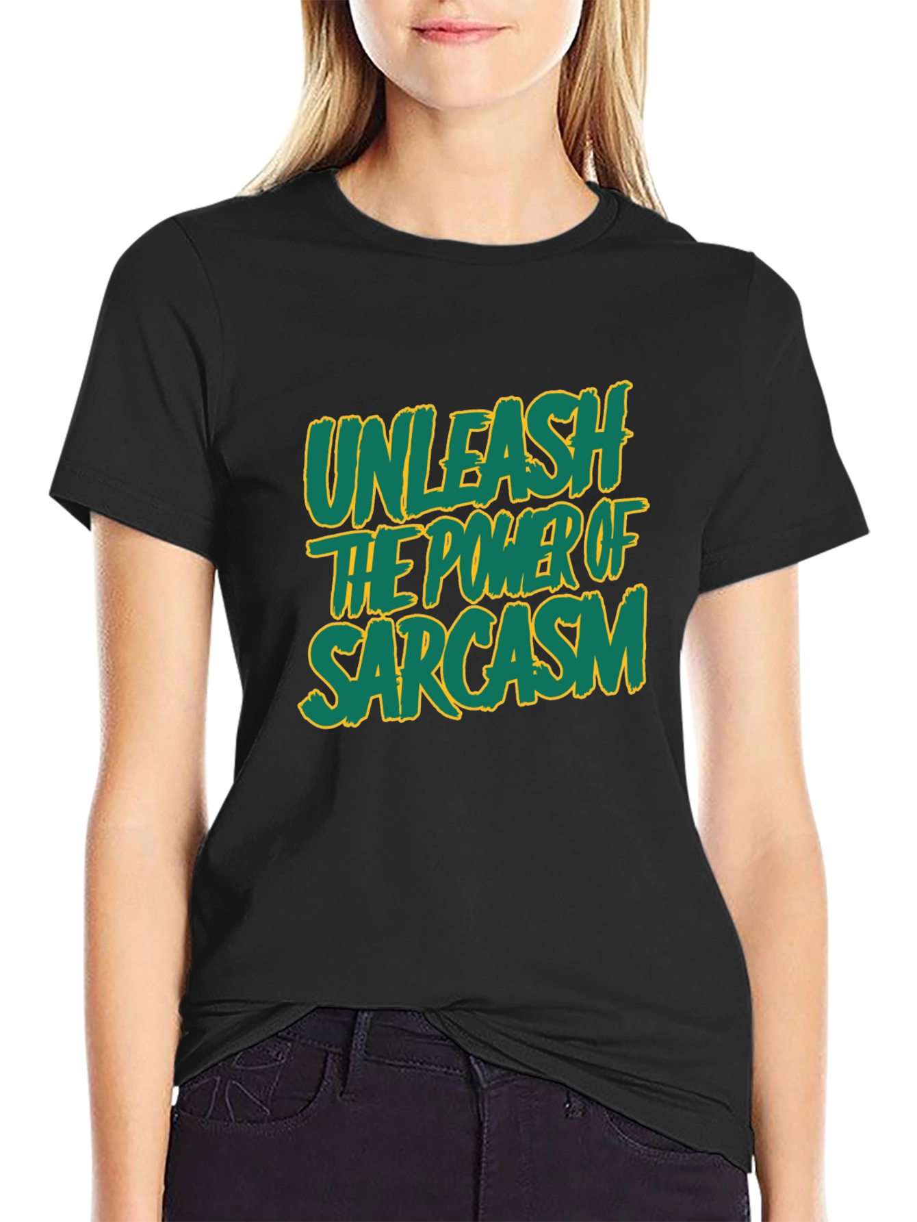 Black Unleash Sarcasm T-Shirt -  Funny Graphic Tee view 2